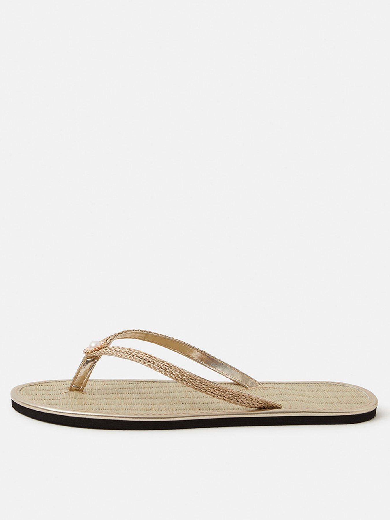 Accessorize Sun Seagrass Flip Flops - Gold