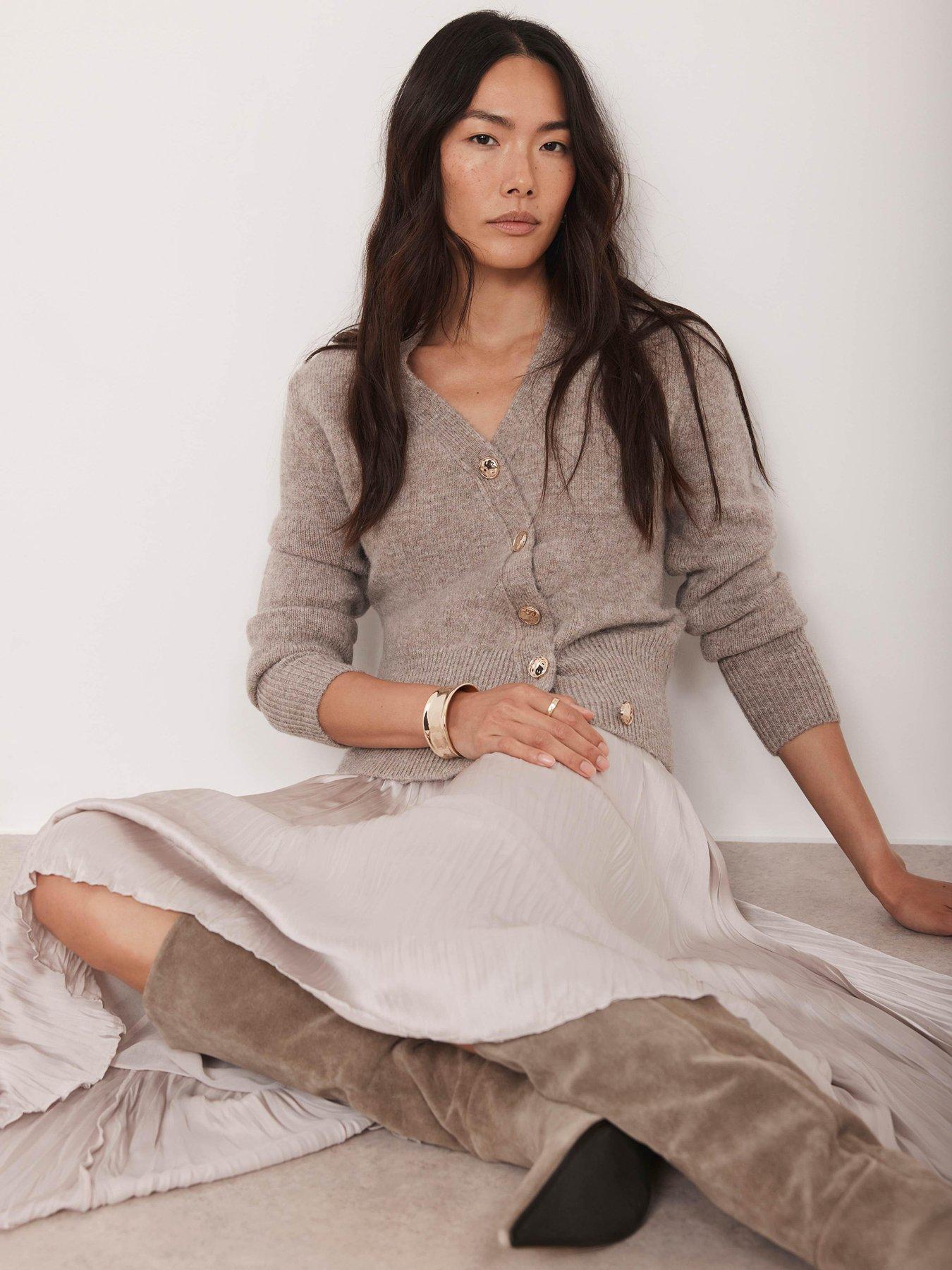 Mint Velvet Asymmetric Cardigan - Neutral