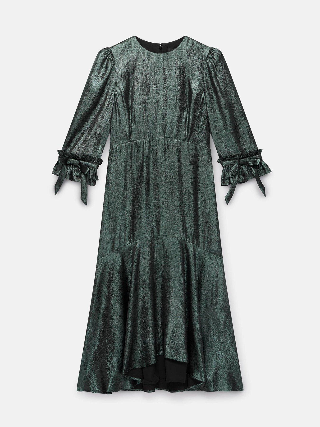 mint green velvet dress Metallic Teal Midi - mint velvet red linen dress