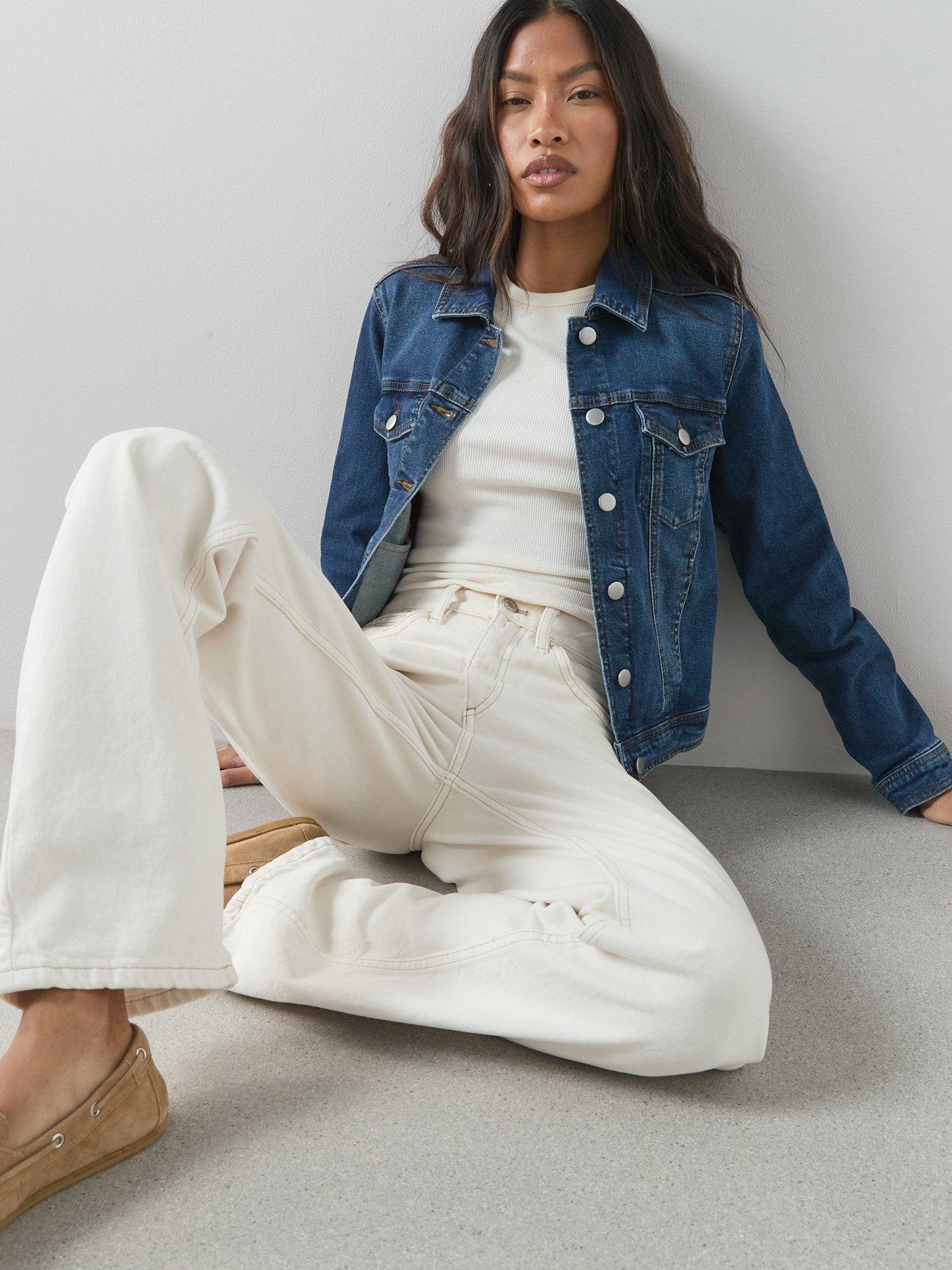 Image 1 of 6 of The Very Collection Denim Western Jacket With Stretch - Dark Wash