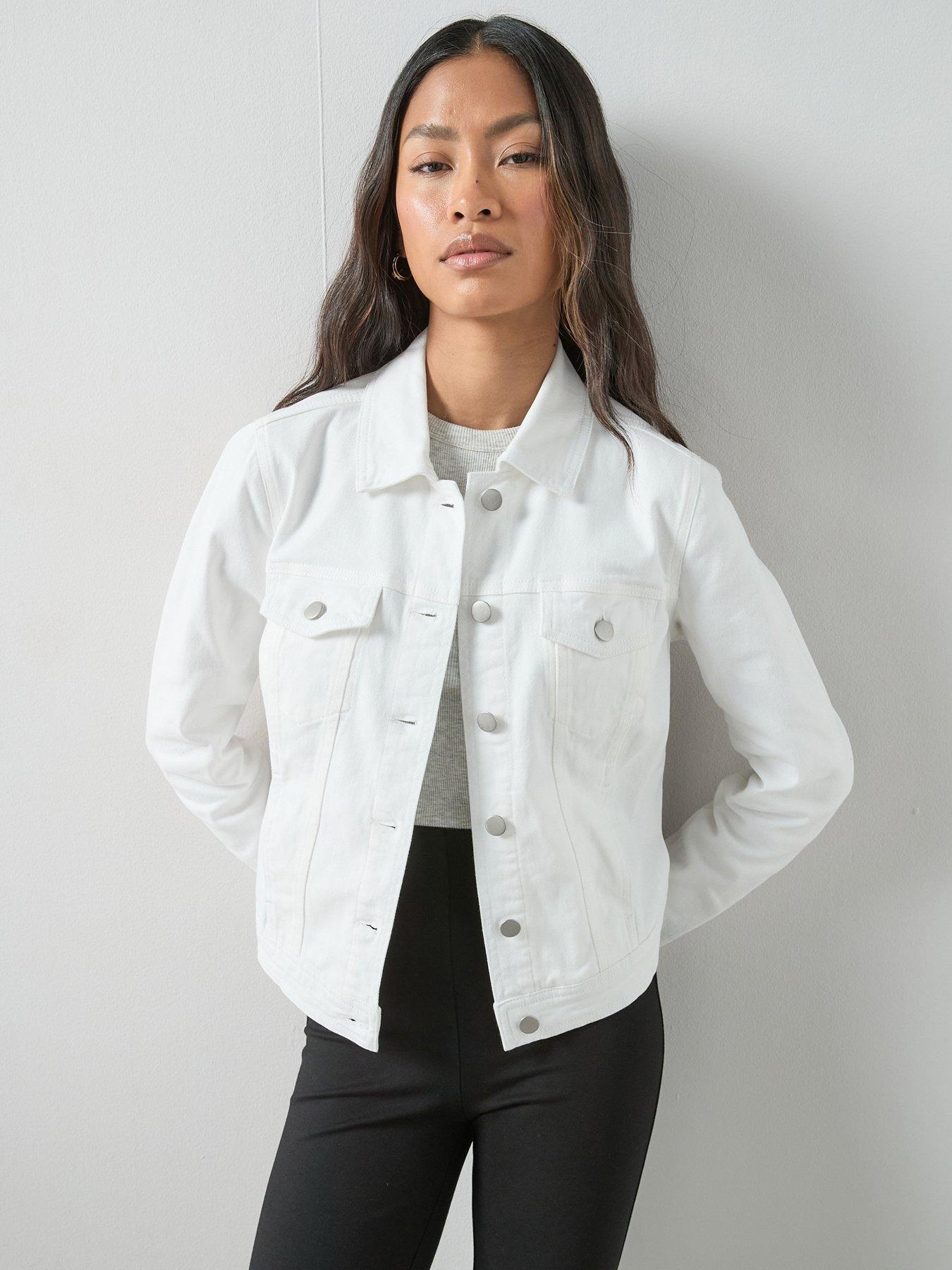 Image 1 of 7 of The Very Collection Denim Western Jacket With Stretch - White