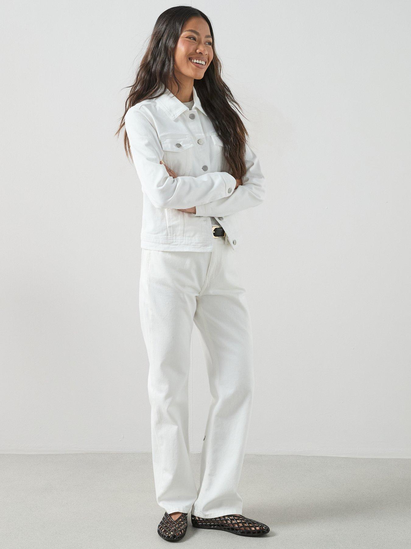 Image 3 of 7 of The Very Collection Denim Western Jacket With Stretch - White