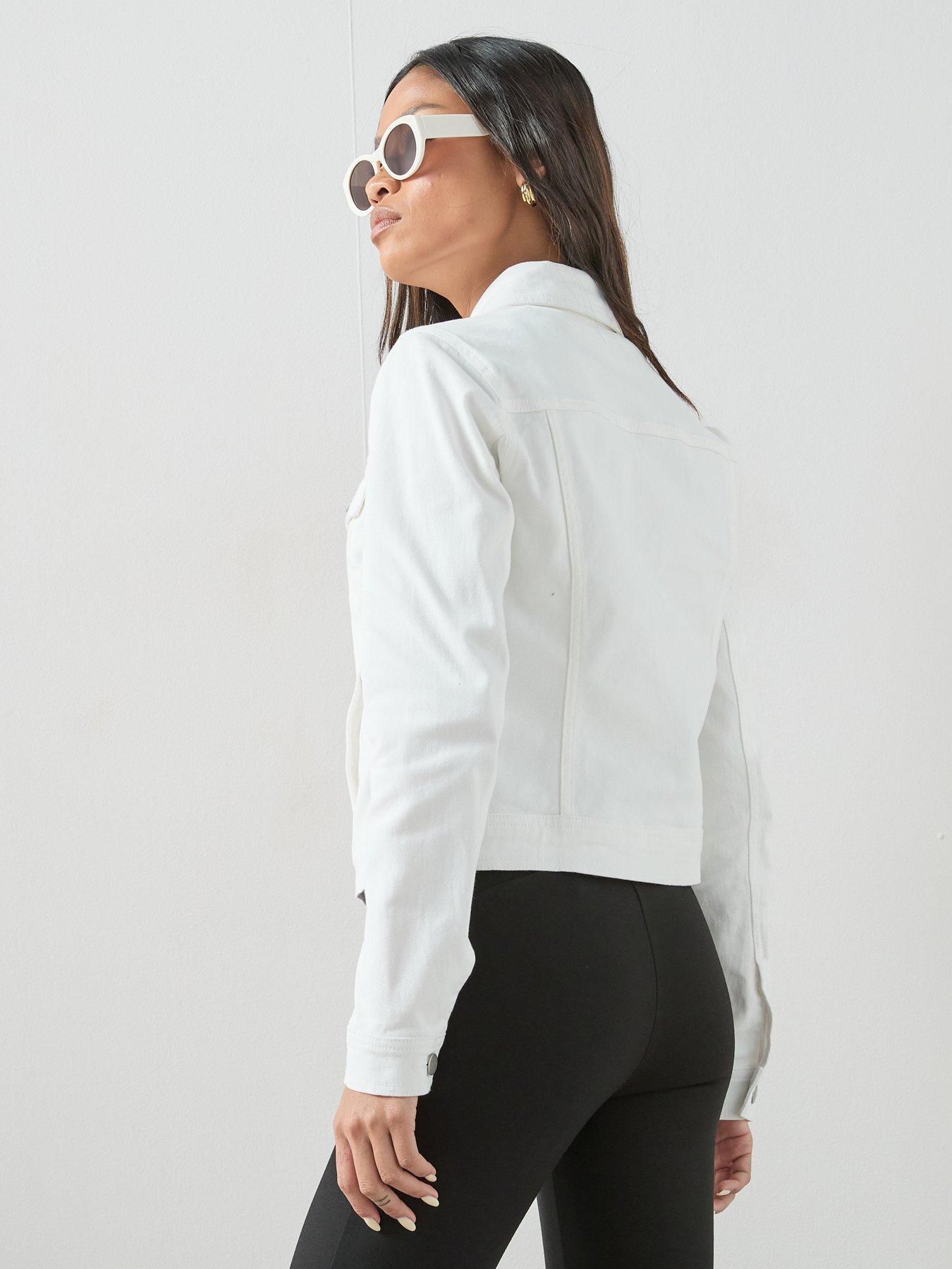 Image 5 of 7 of The Very Collection Denim Western Jacket With Stretch - White