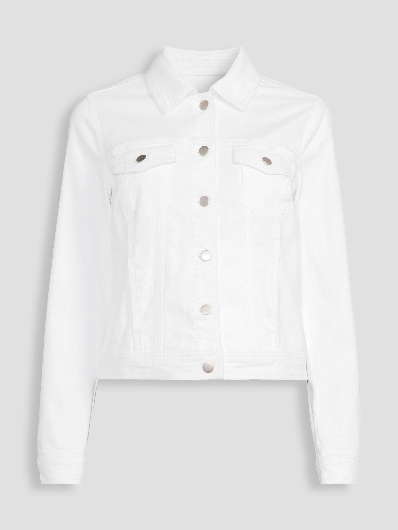 Image 7 of 7 of The Very Collection Denim Western Jacket With Stretch - White