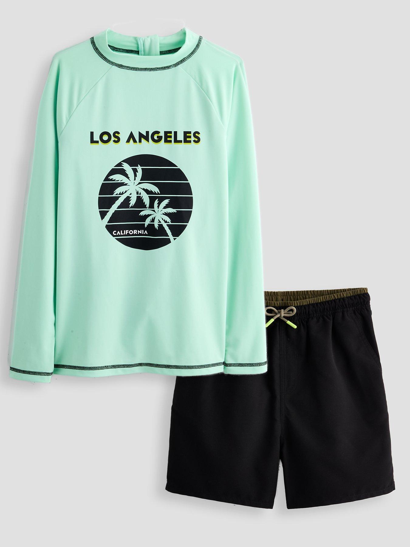 The Very Collection Boys City Sun Safe Long Sleeve Top And Shorts Set - Black