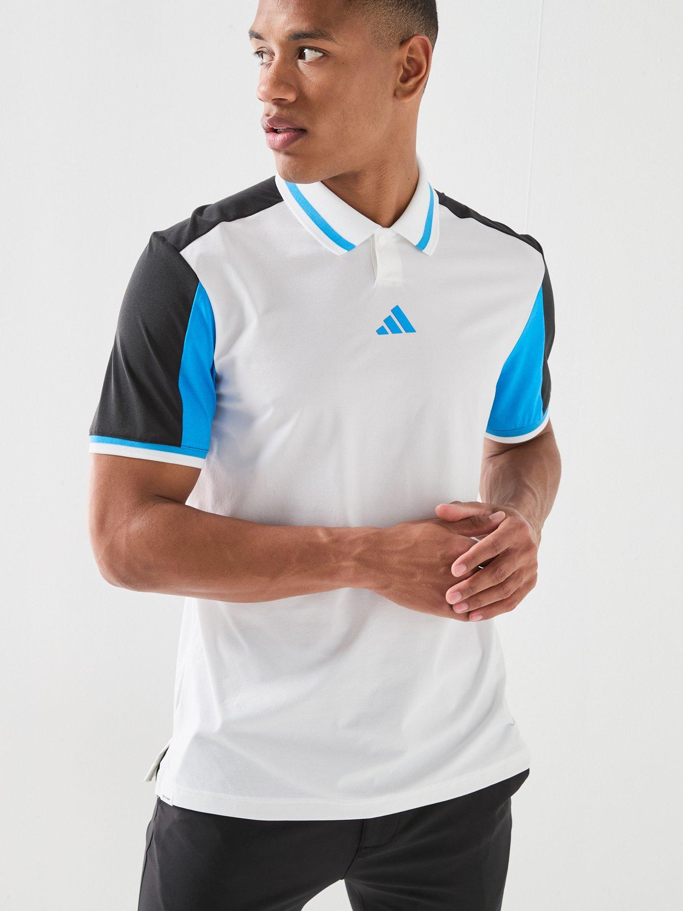 Image 1 of 6 of adidas Mens Golf Beyond Vent Polo Shirt - White/Blue