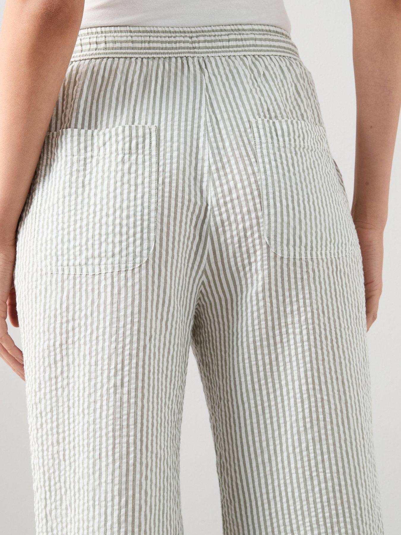 Image 6 of 7 of The Very Collection Textured Wide Leg Trouser - Green Stripe