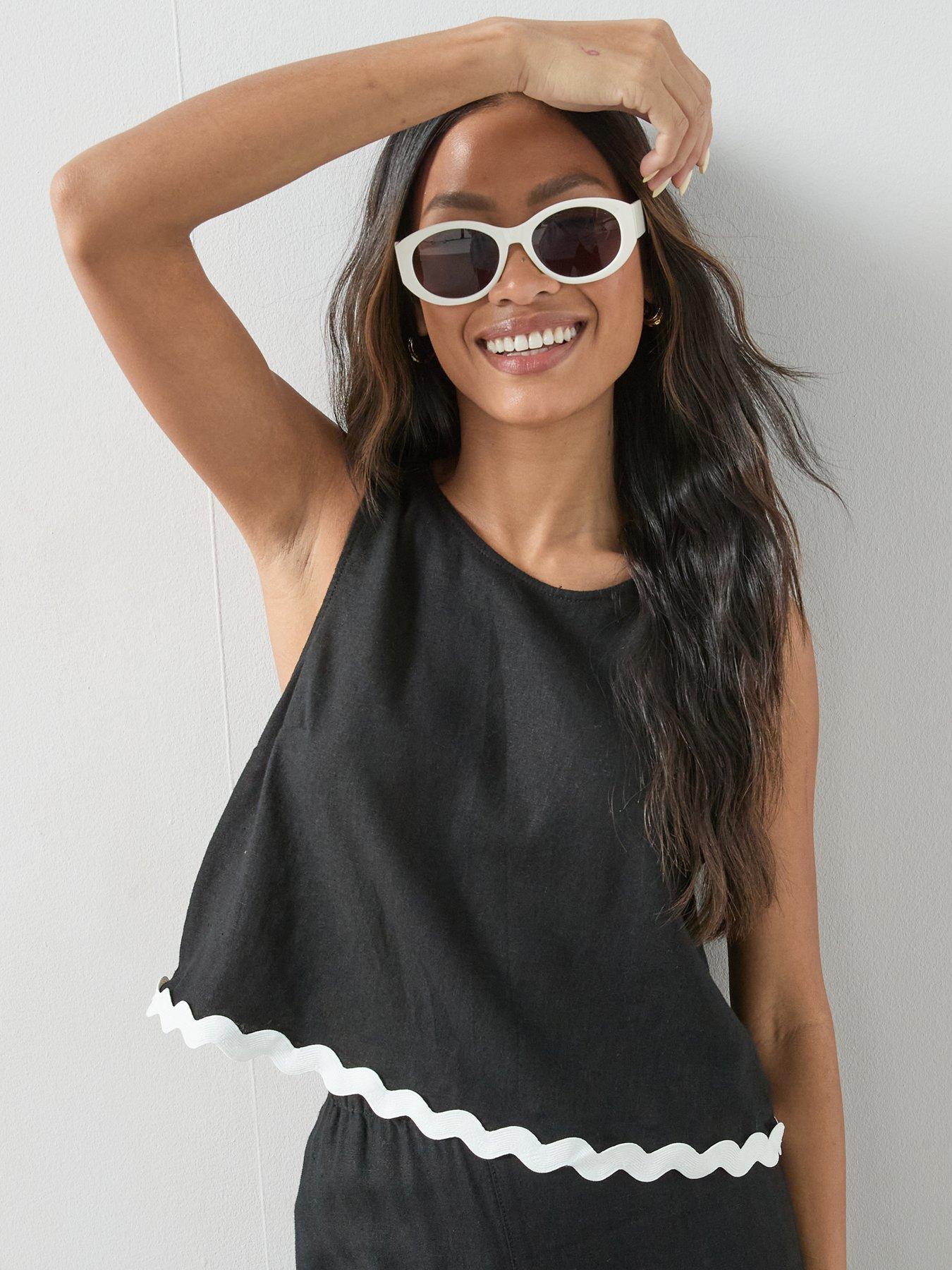 Rik Rak The Very Collection Linen Blend Rik Rak Top Co-ord - Black | Very Ireland