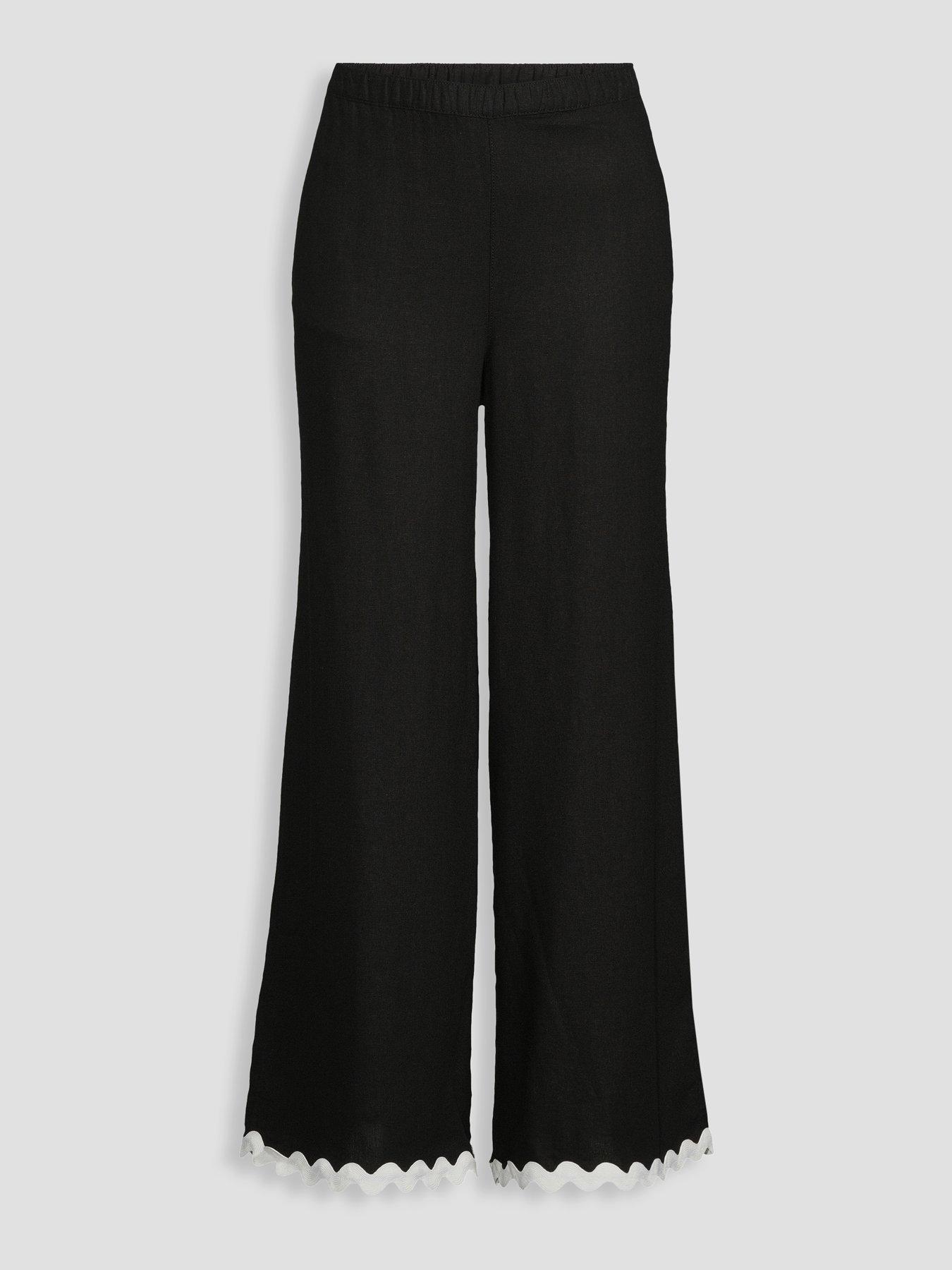Image 7 of 7 of The Very Collection Linen Blend Rik Rak Trouser Co-Ord - Black