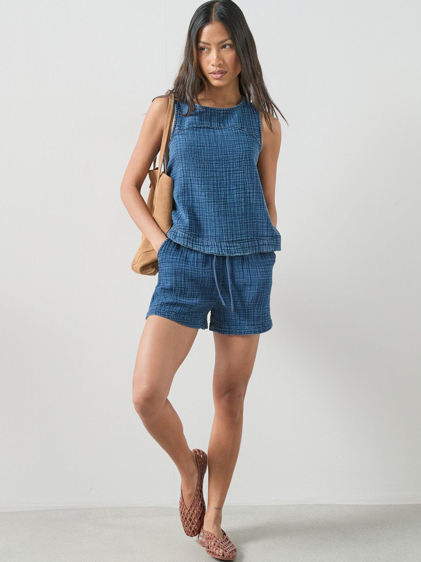 The Very Collection Indigo Crinkle Short Co-Ord - Blue