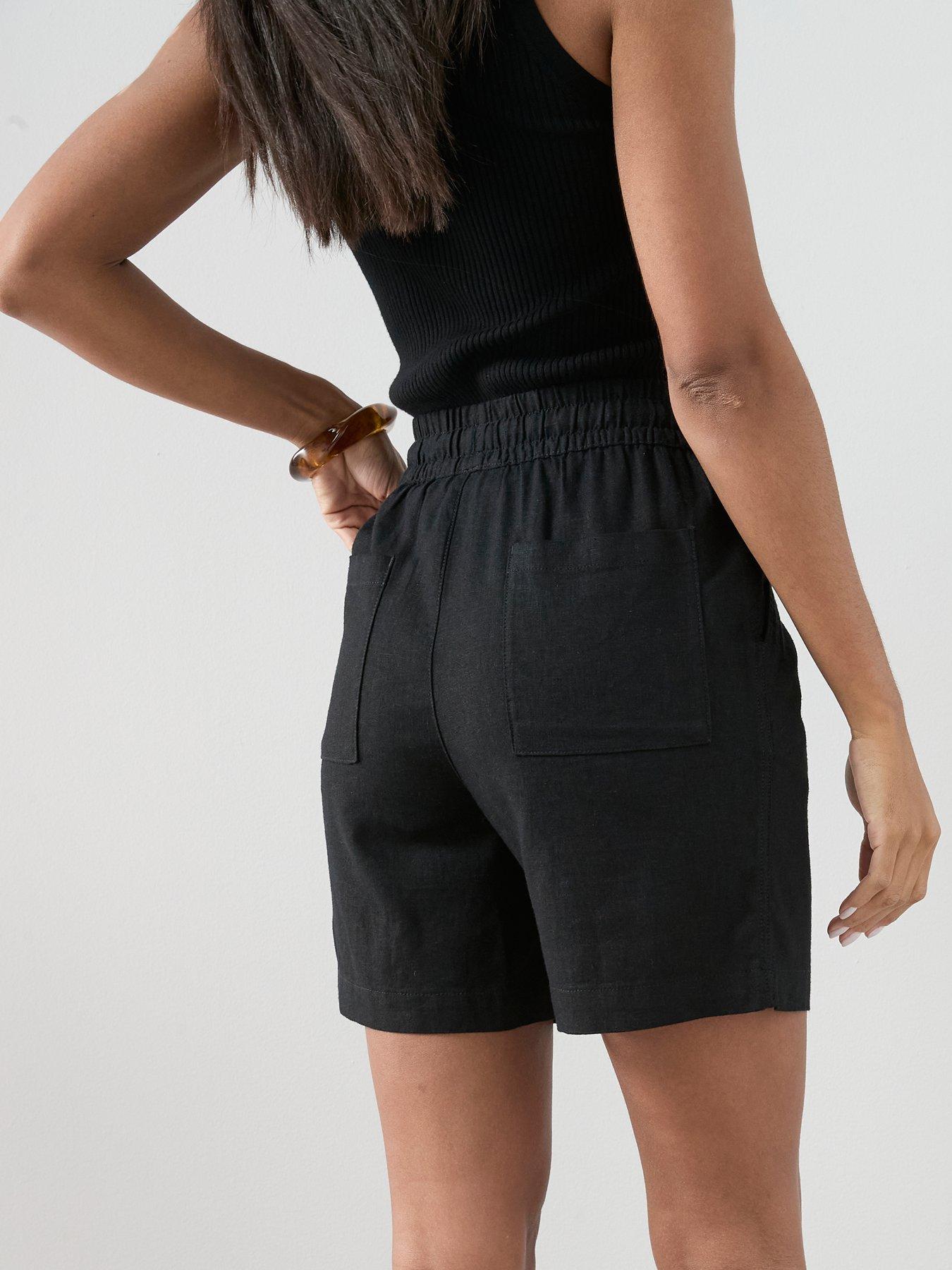Image 5 of 7 of The Very Collection Linen Blend Drawstring Shorts - Black