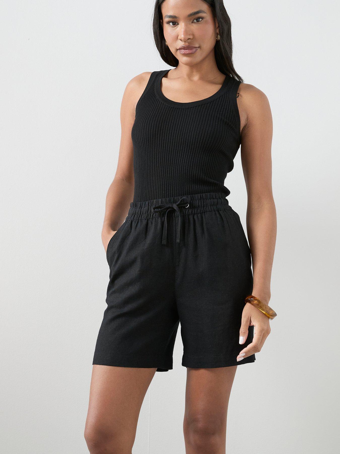 Image 6 of 7 of The Very Collection Linen Blend Drawstring Shorts - Black