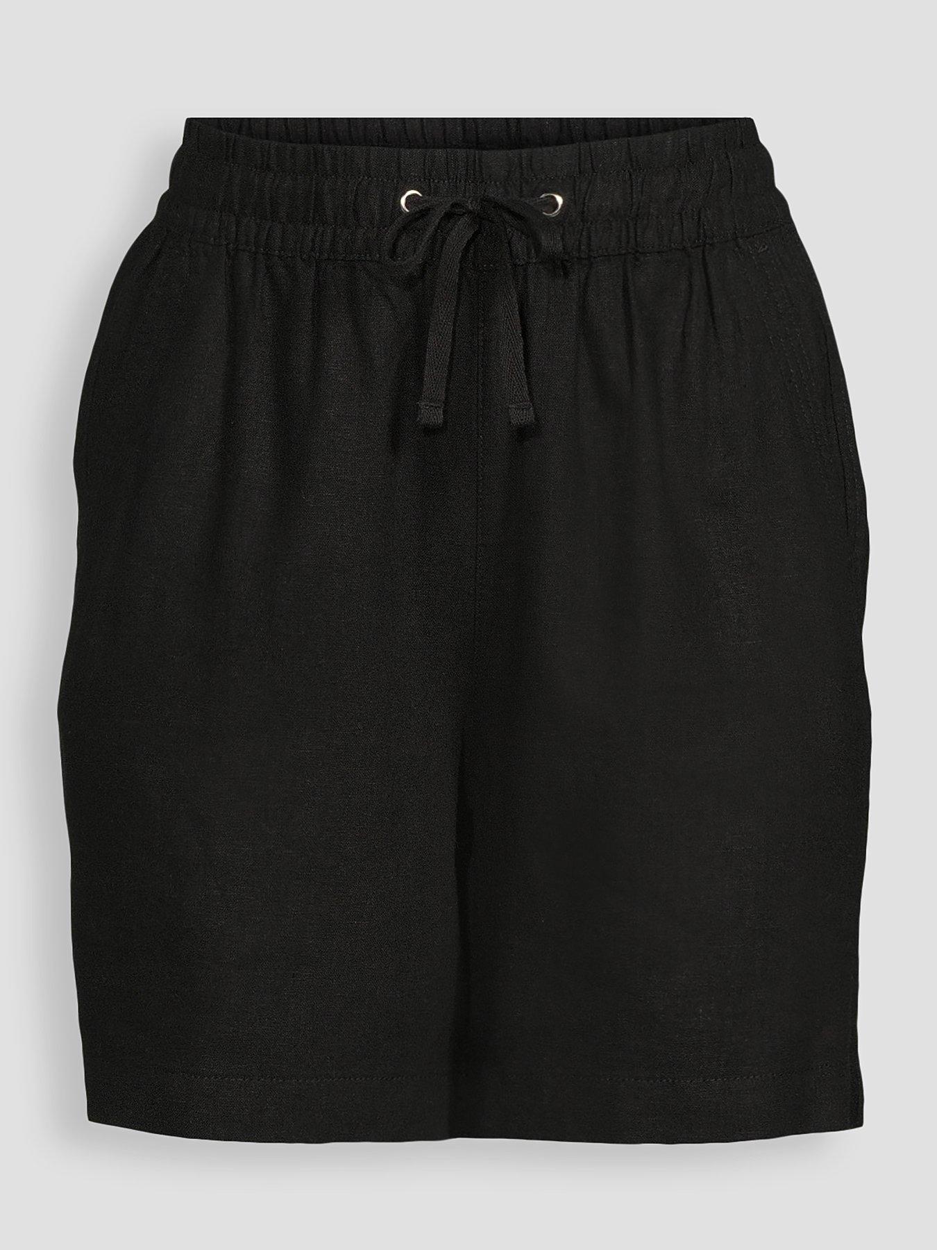 Image 7 of 7 of The Very Collection Linen Blend Drawstring Shorts - Black