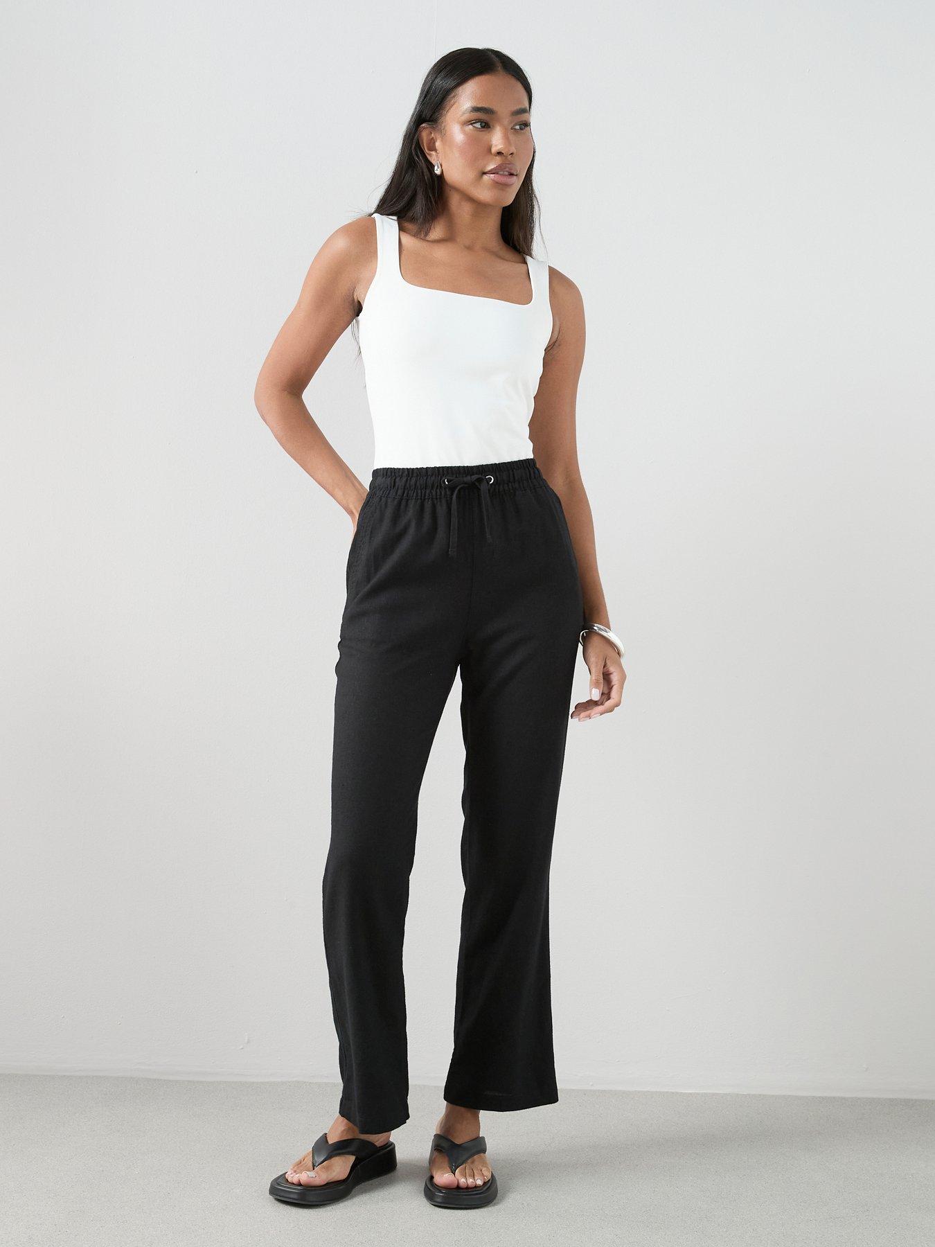 The Very Collection Linen Blend Straight Leg Trouser - Black
