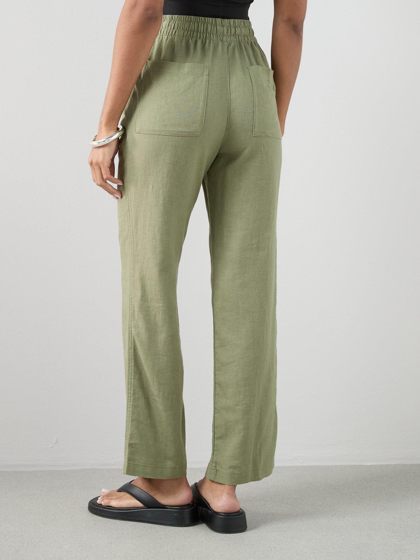 Image 2 of 6 of The Very Collection Linen Blend Straight Leg Trouser - Khaki