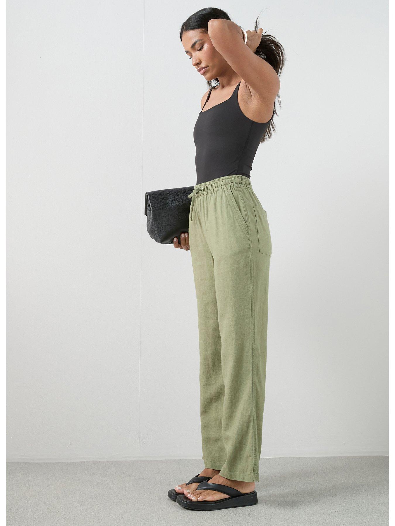 Image 4 of 6 of The Very Collection Linen Blend Straight Leg Trouser - Khaki