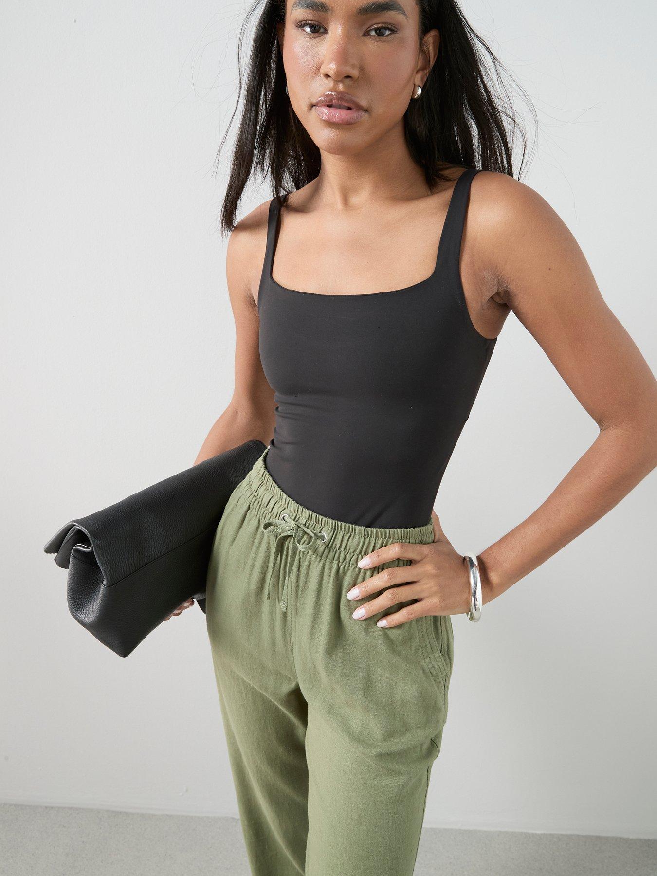 Image 5 of 6 of The Very Collection Linen Blend Straight Leg Trouser - Khaki