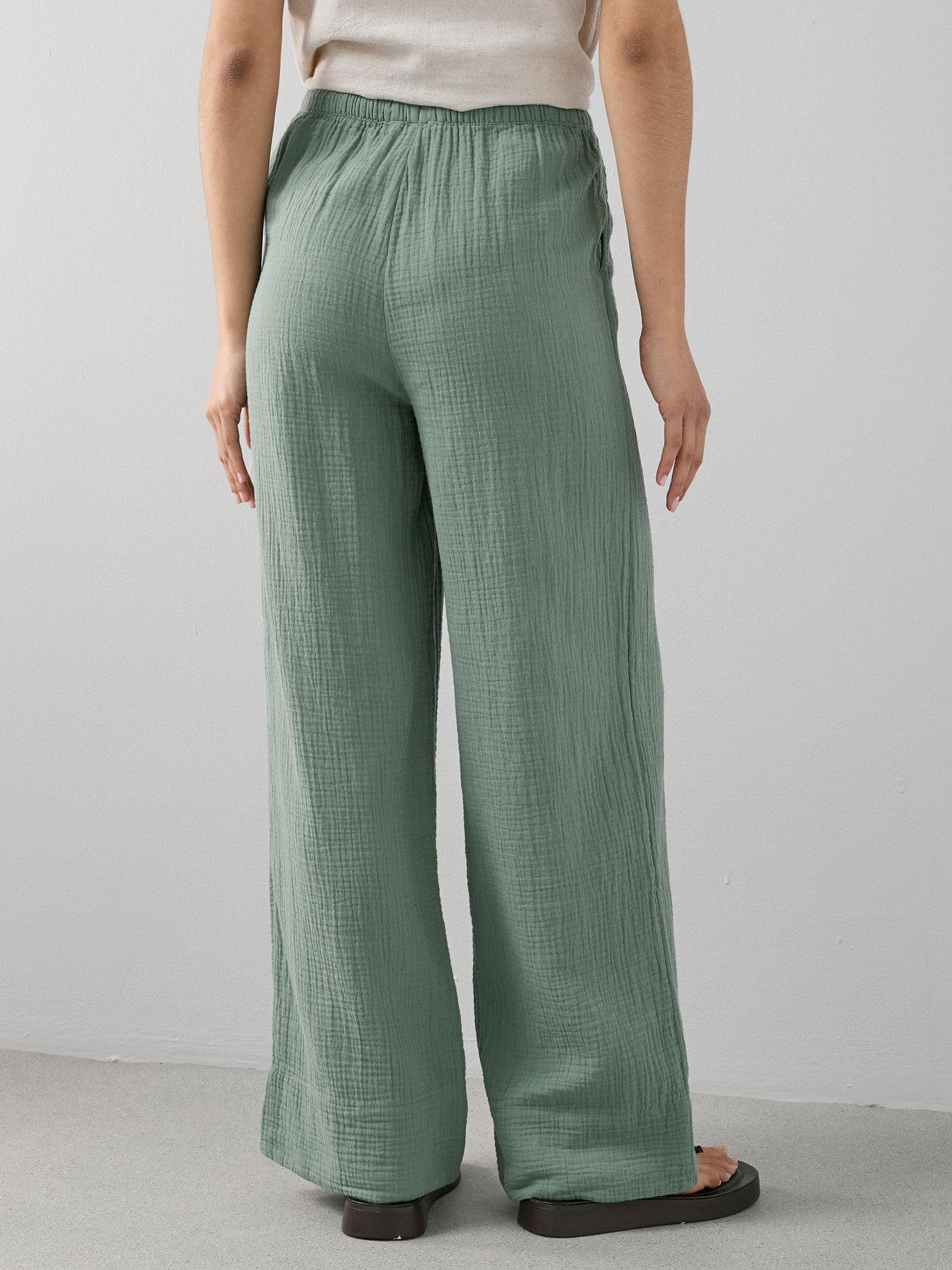 Image 2 of 7 of The Very Collection Textured Wide Leg Trouser Co-ord - Khaki