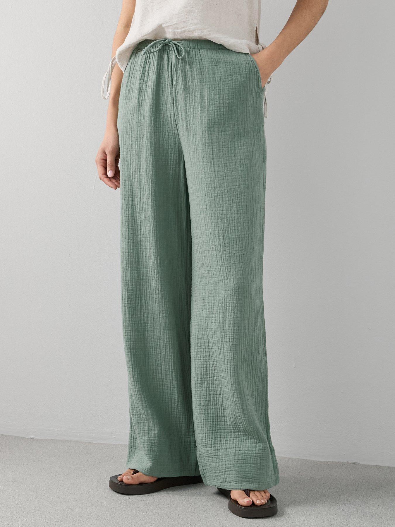 Image 4 of 7 of The Very Collection Textured Wide Leg Trouser Co-ord - Khaki