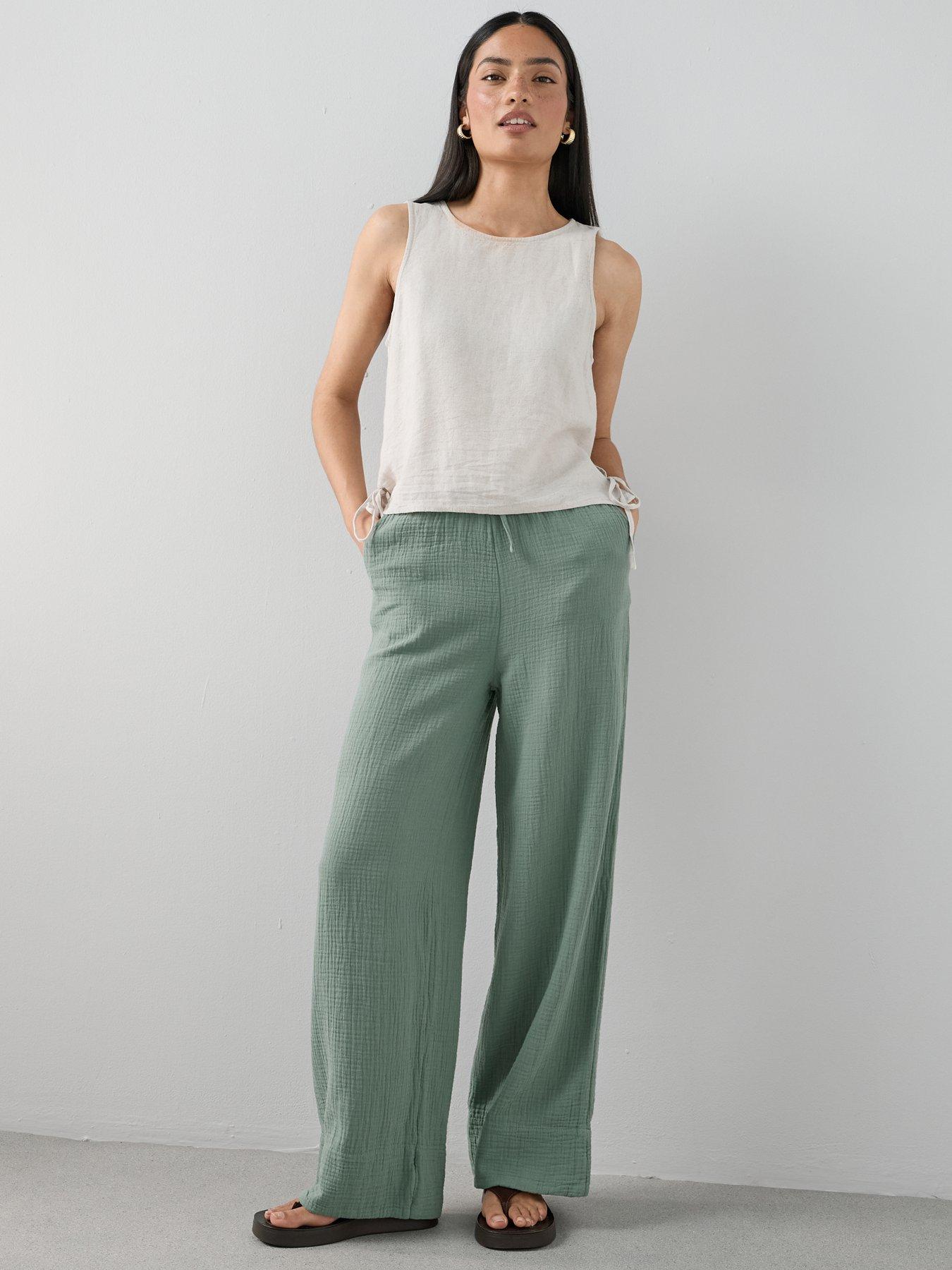 Image 6 of 7 of The Very Collection Textured Wide Leg Trouser Co-ord - Khaki
