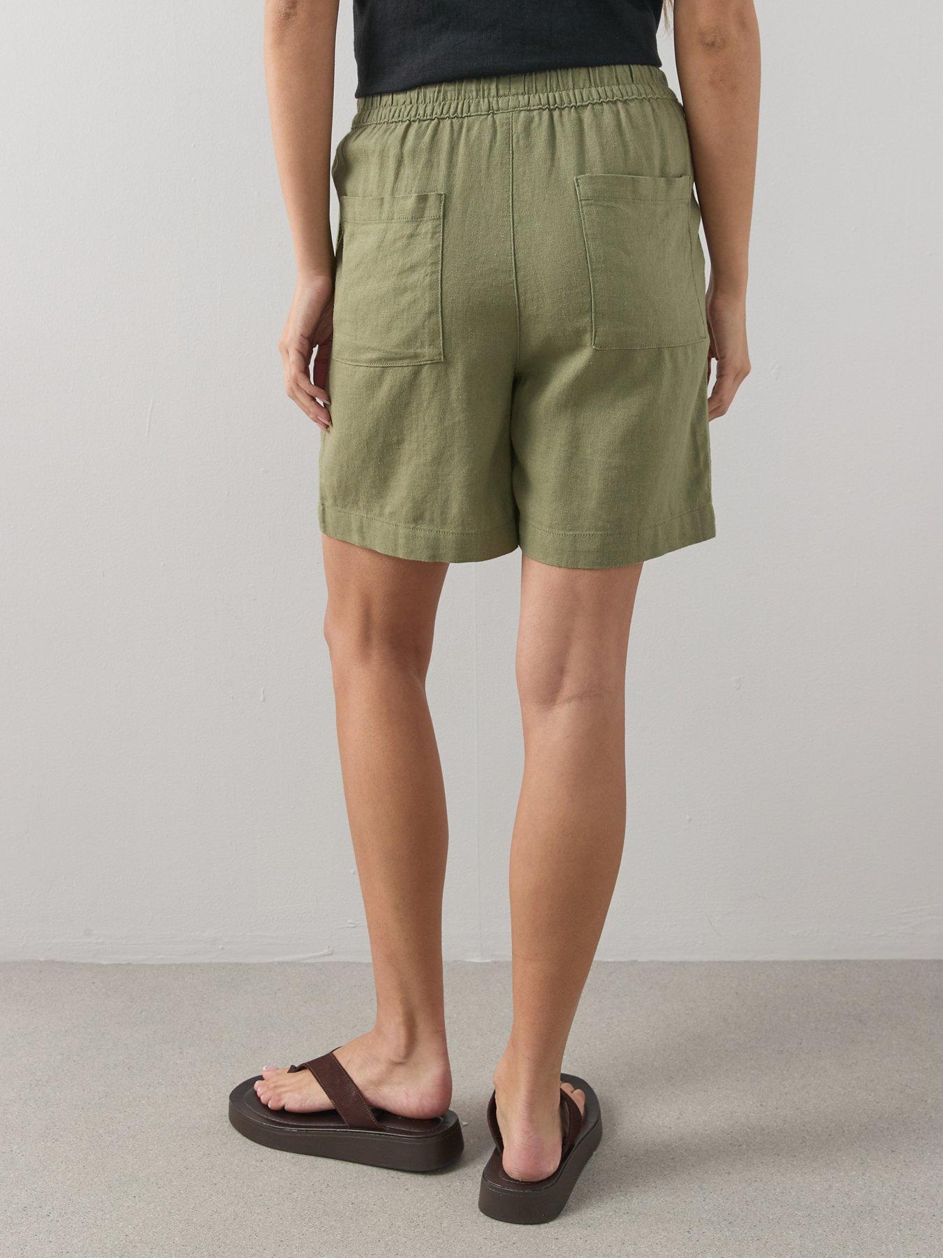 Image 2 of 7 of The Very Collection Linen Blend Shorts - Khaki