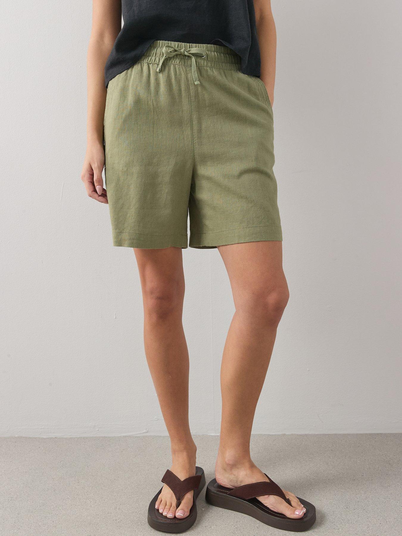 Image 4 of 7 of The Very Collection Linen Blend Shorts - Khaki