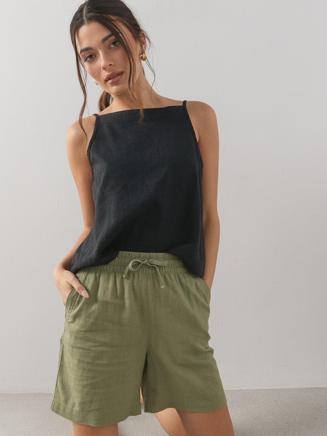 Image 5 of 7 of The Very Collection Linen Blend Shorts - Khaki