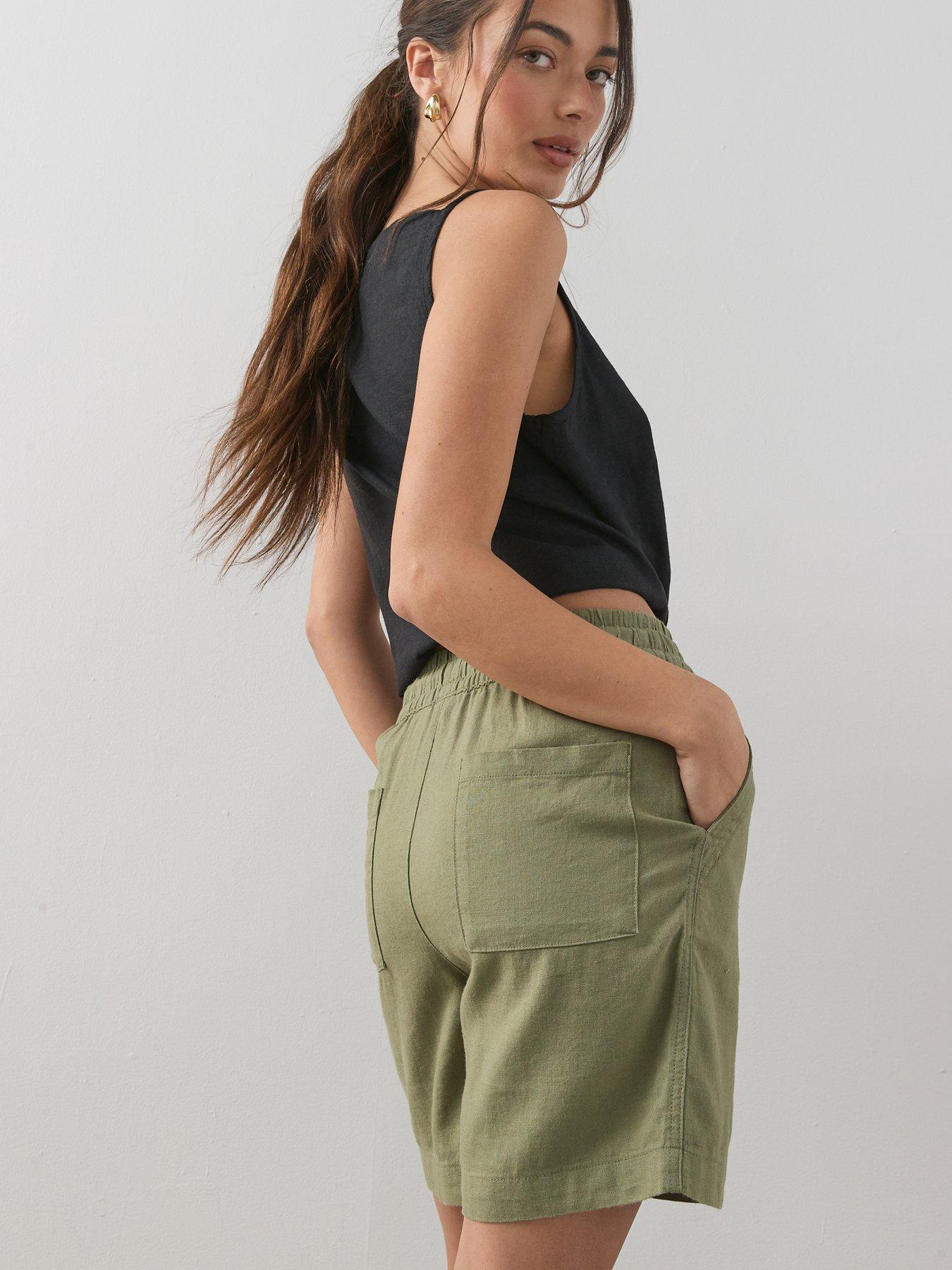 Image 6 of 7 of The Very Collection Linen Blend Shorts - Khaki