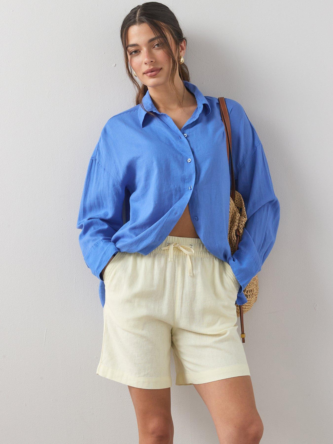 the-very-collection-linen-blend-shorts-yellow