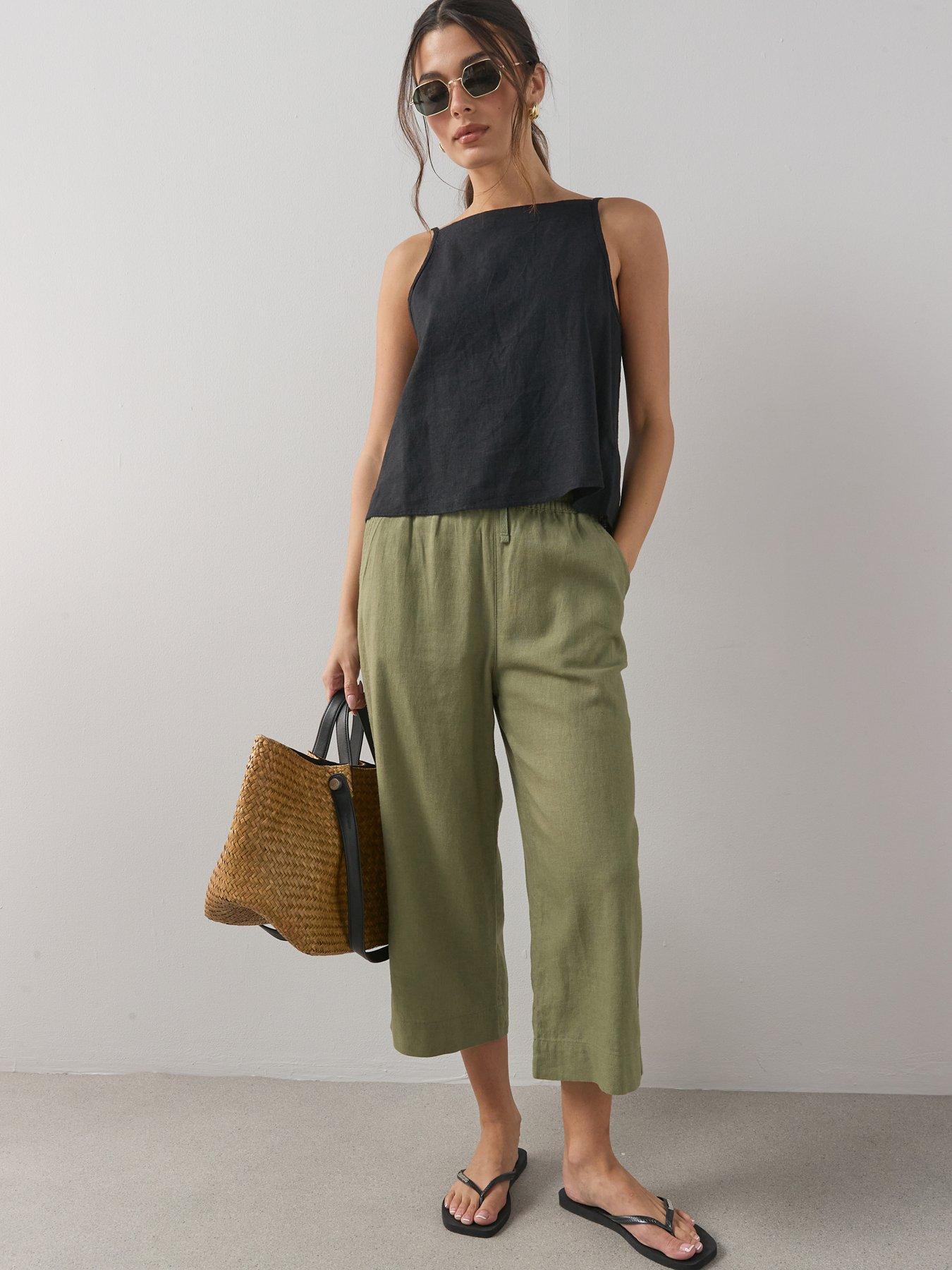 the-very-collection-linen-blend-cropped-trouser-khakifront