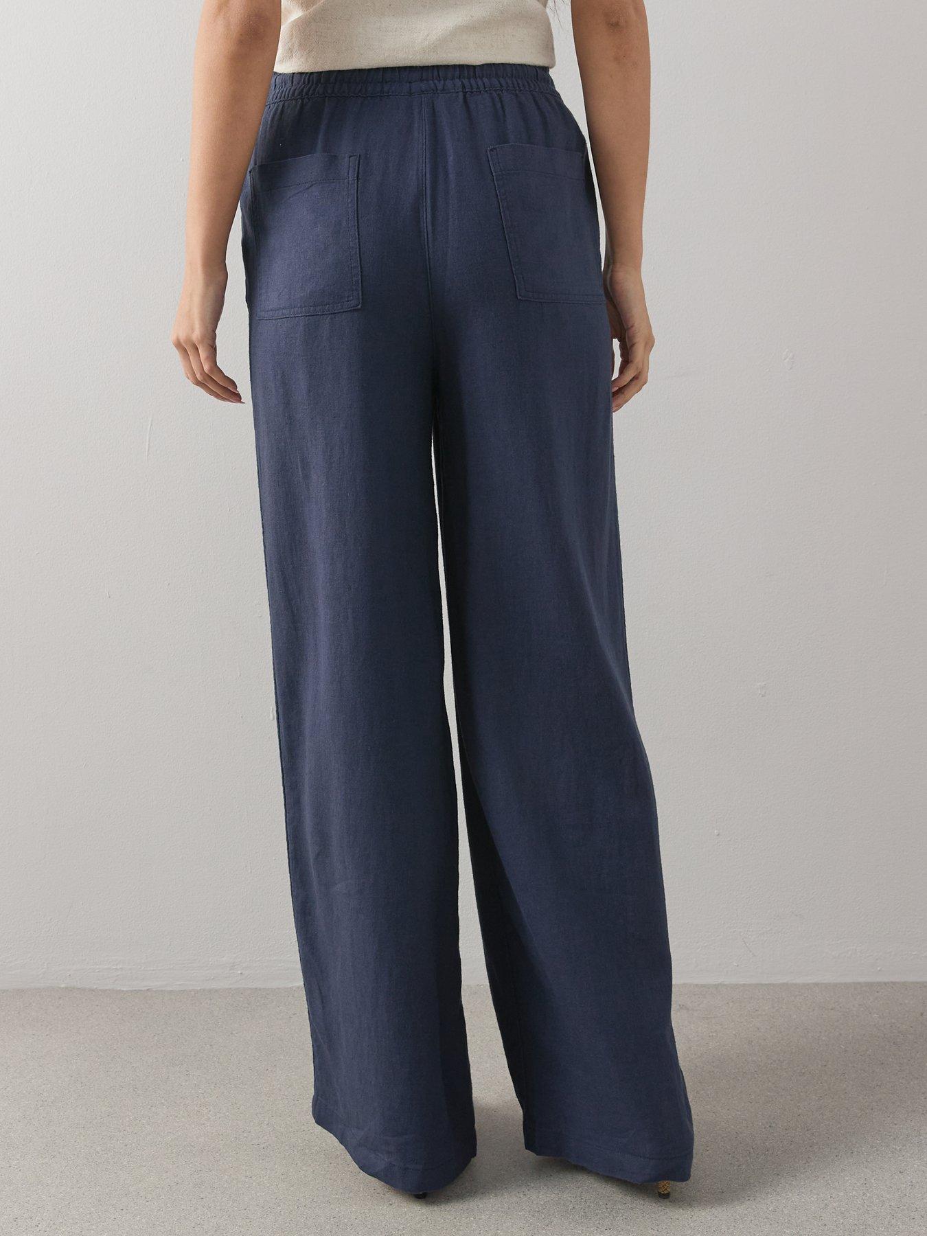Image 2 of 6 of The Very Collection Linen Blend Wide Leg Trouser - Navy