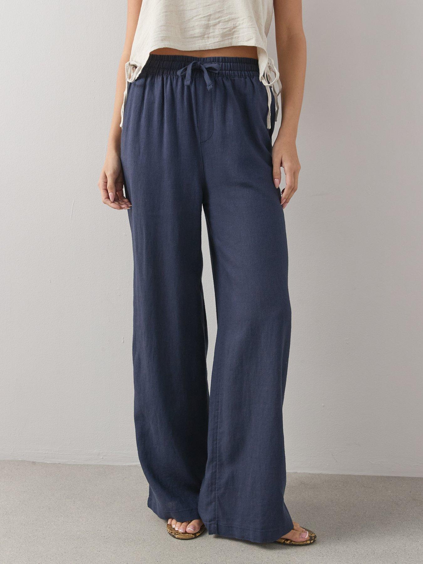 Image 4 of 6 of The Very Collection Linen Blend Wide Leg Trouser - Navy