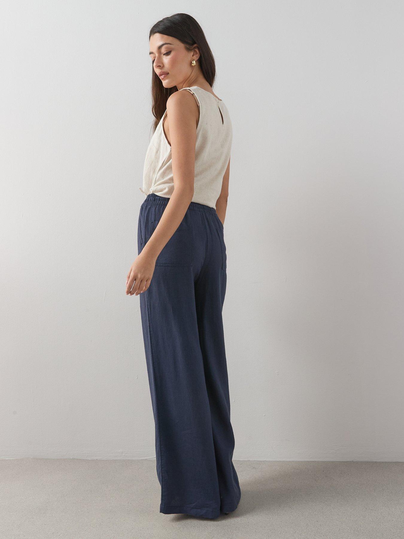 Image 6 of 6 of The Very Collection Linen Blend Wide Leg Trouser - Navy
