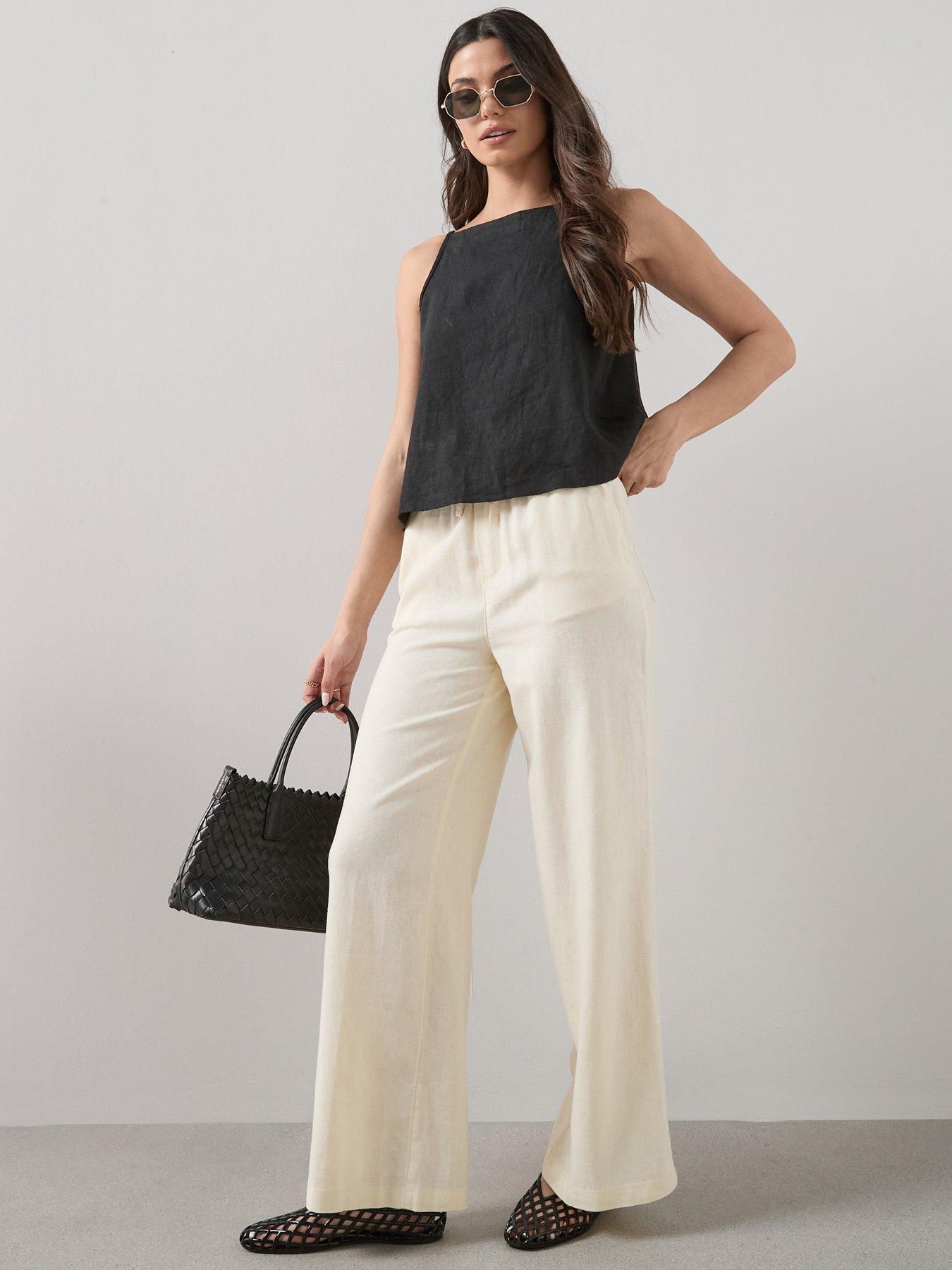 Image 1 of 6 of The Very Collection Linen Blend Wide Leg Trouser - Yellow