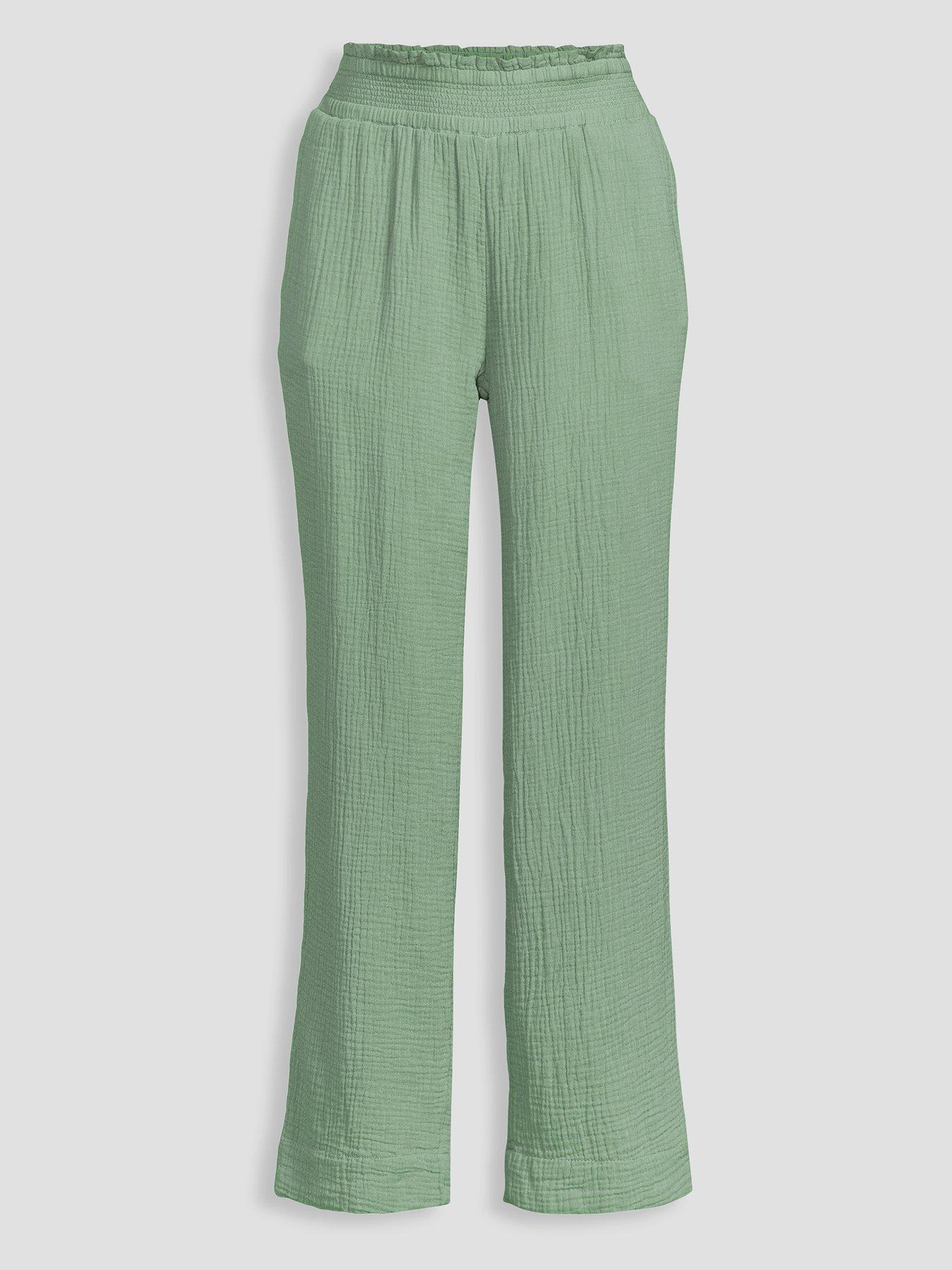 Image 7 of 7 of The Very Collection Crinkle Straight Leg Trouser - Khaki