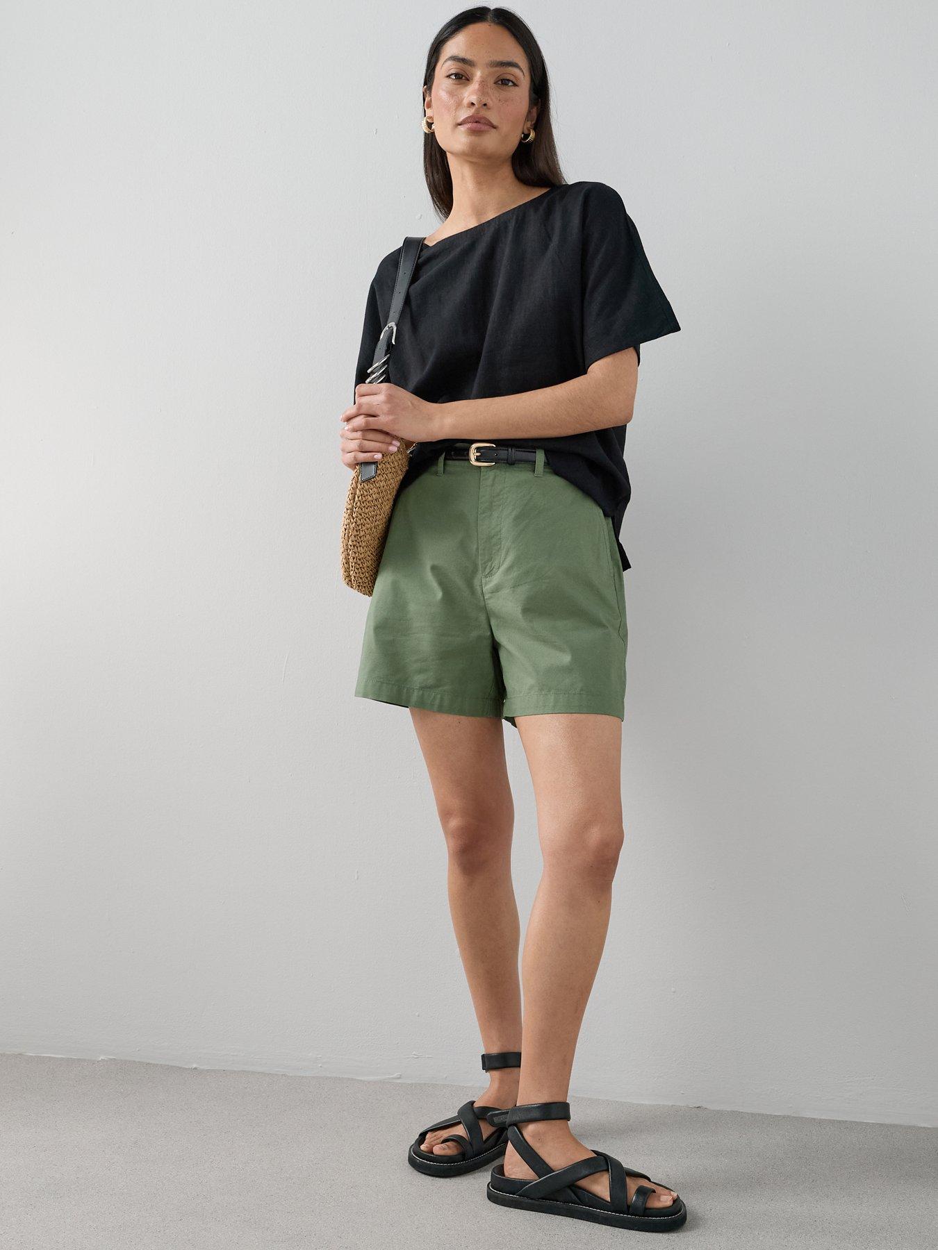 The Very Collection Cotton Longline Shorts - Khaki