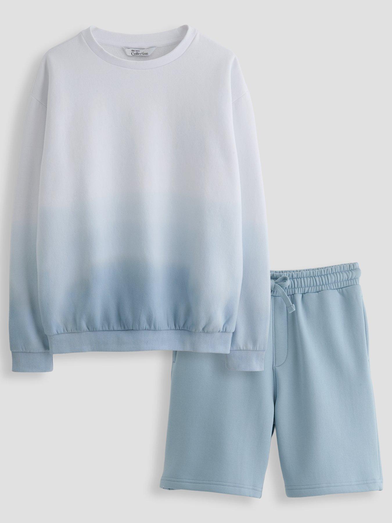 The Very Collection Boys Ombre Sweatshirt And Shorts Set - Grey