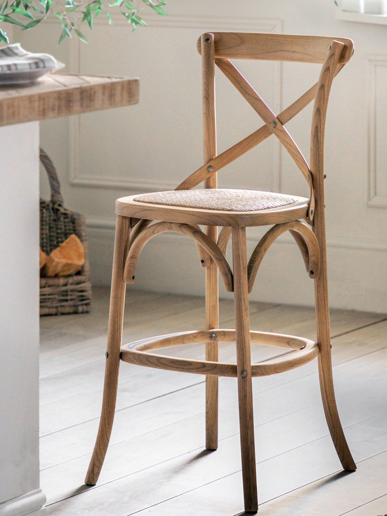 Gallery Direct Set Of 2 Cafe Stool Oak & Rattan