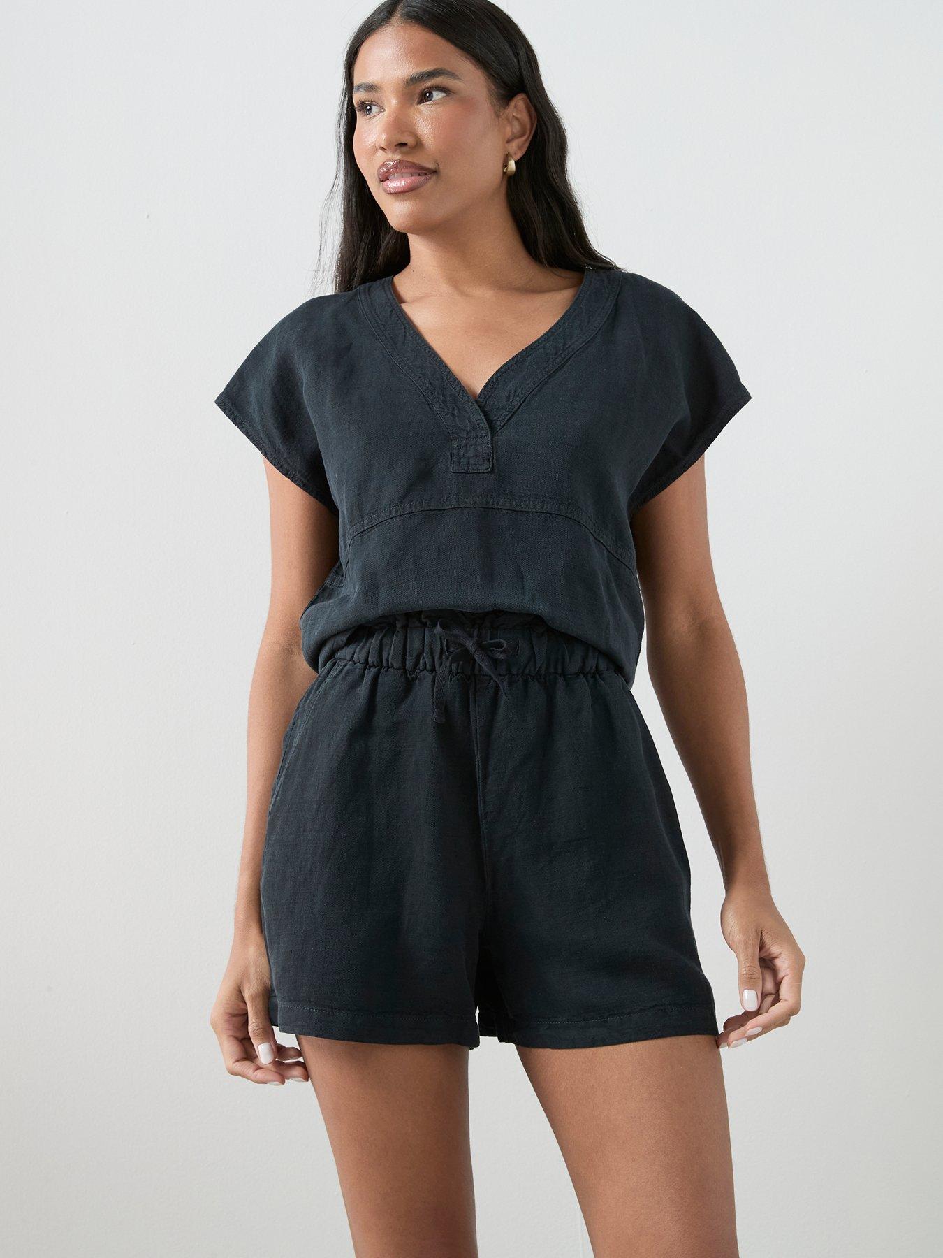 Image 6 of 7 of The Very Collection Lyocell Linen Short Co-Ord - Black
