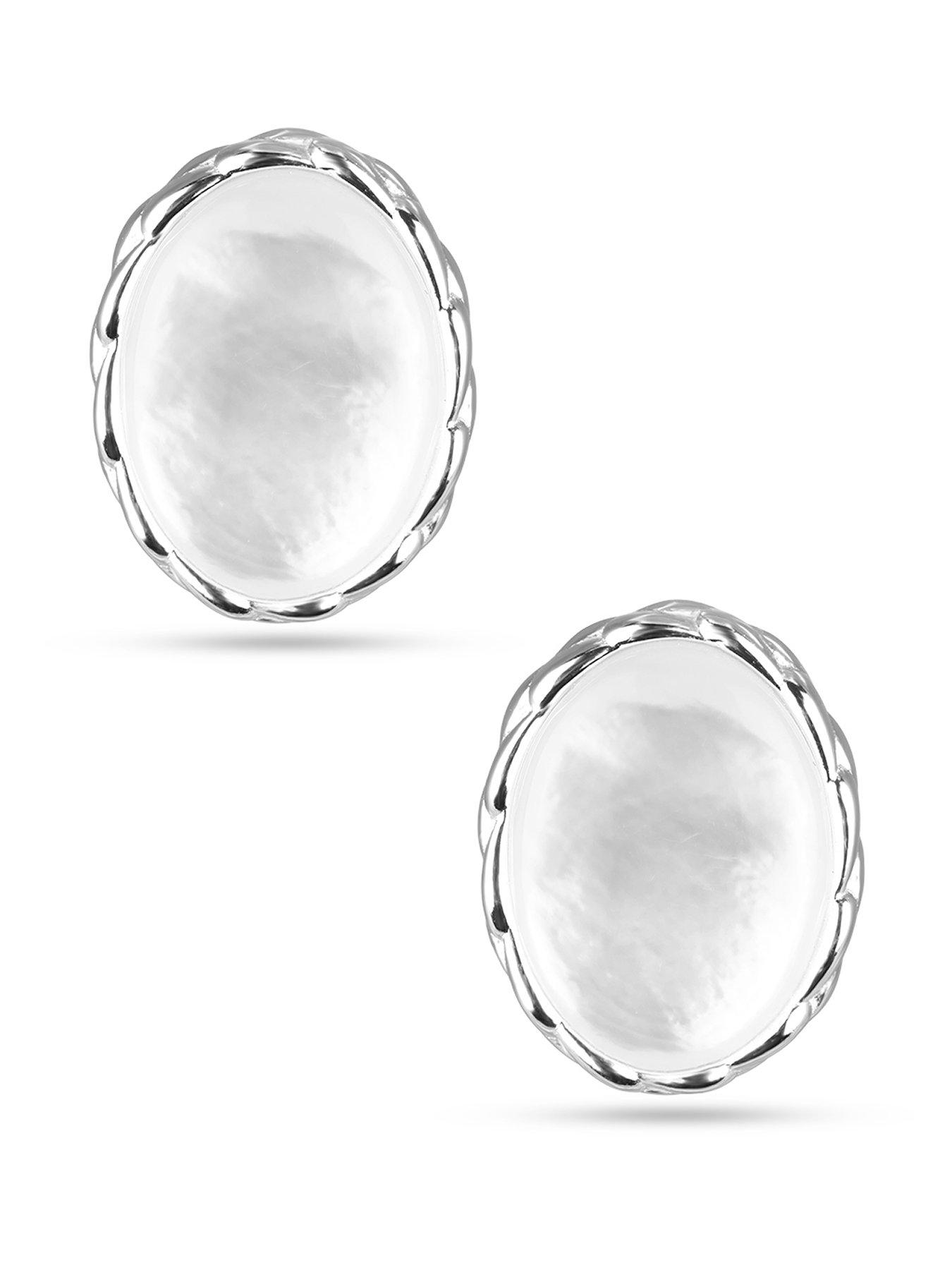 Image 1 of 5 of The Love Collection Sterling Silver Mother of Pearl Studs