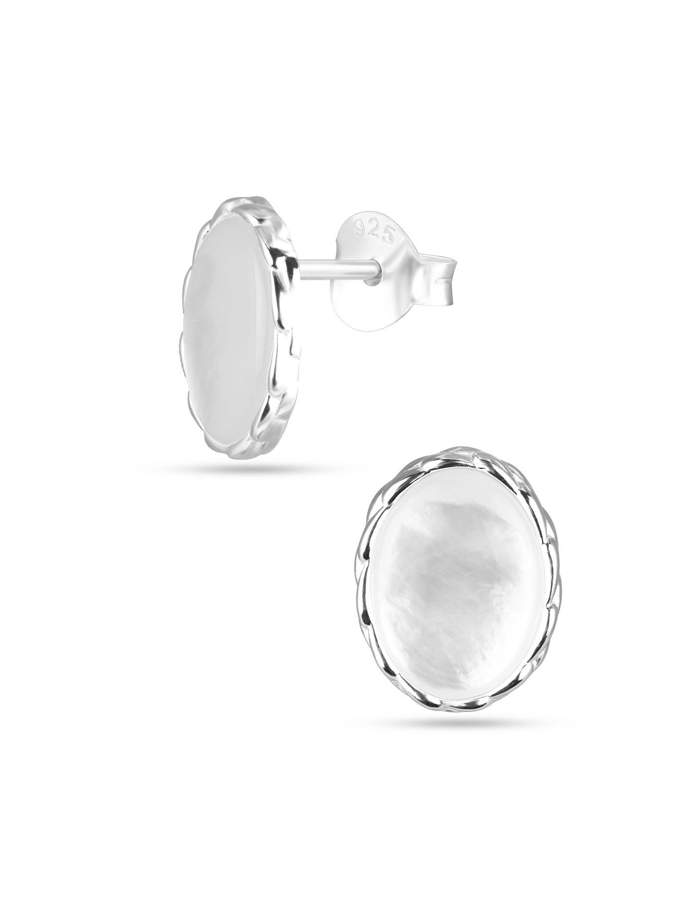 Image 3 of 5 of The Love Collection Sterling Silver Mother of Pearl Studs