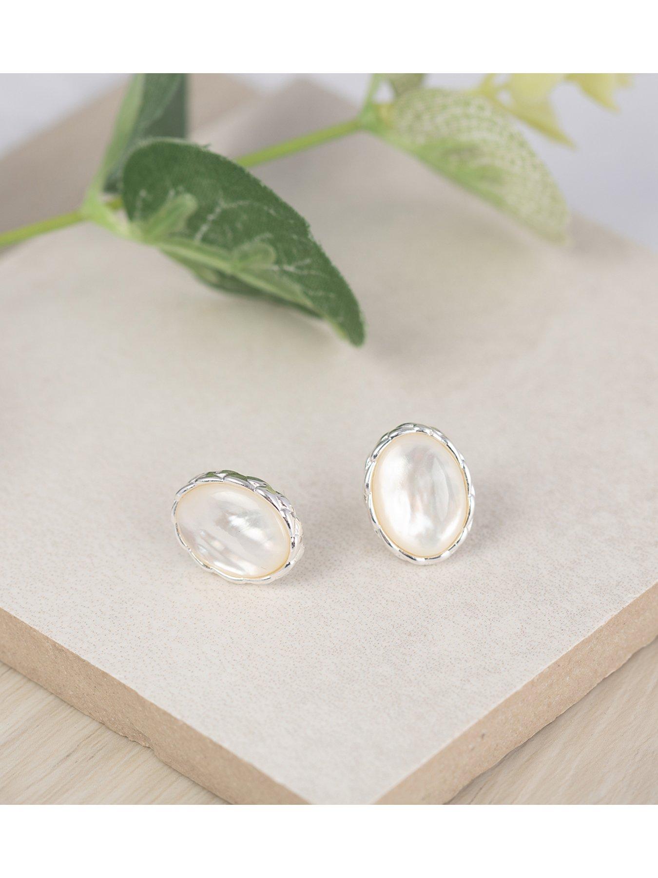Image 4 of 5 of The Love Collection Sterling Silver Mother of Pearl Studs