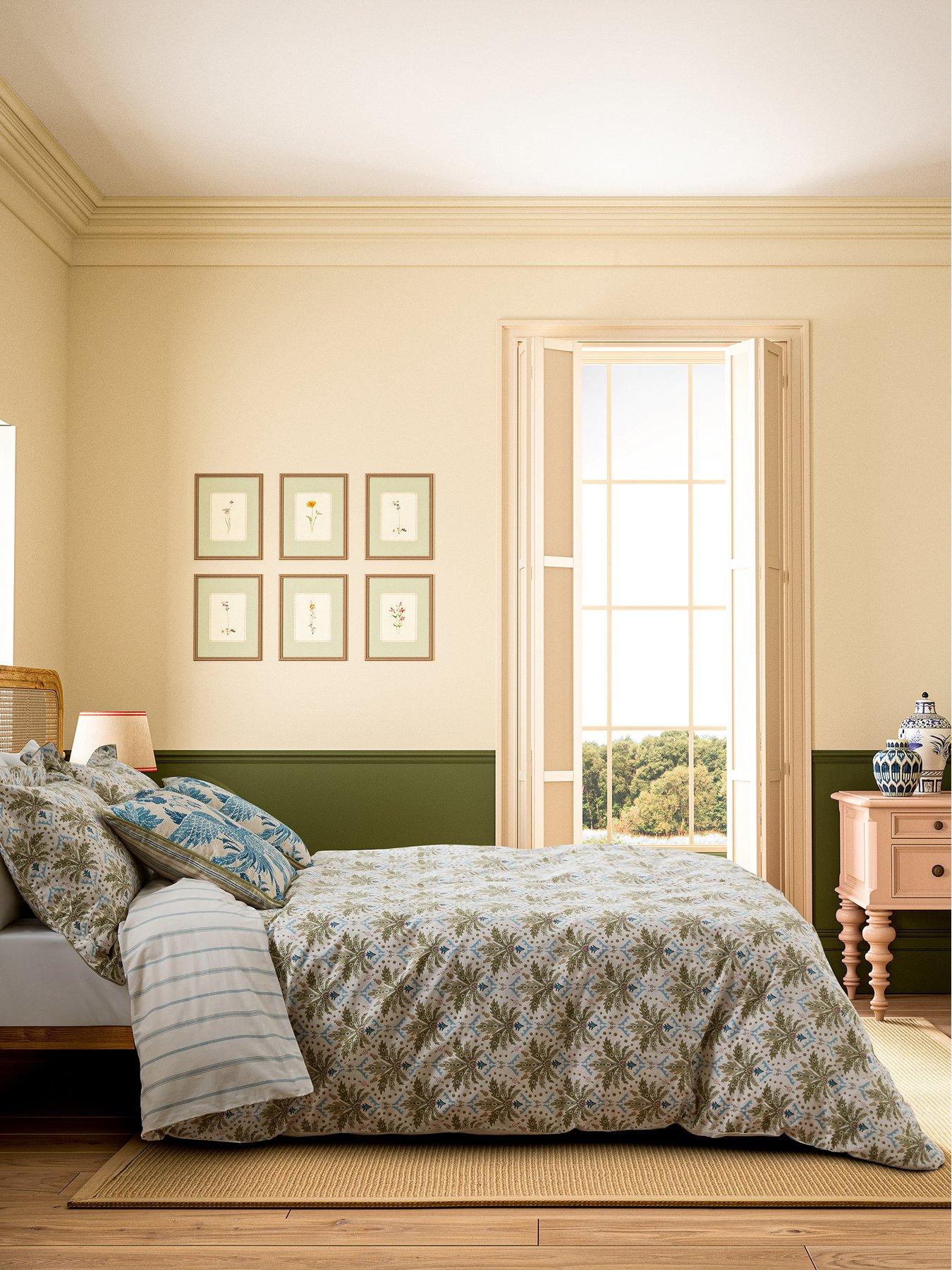 Joules Palm Geo Print Duvet Cover Set Creme/Multi