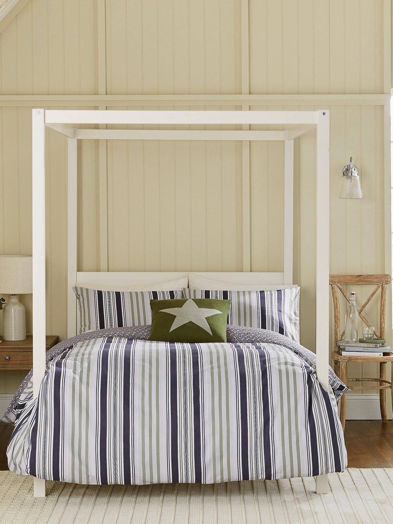 Helena Springfield Beach House Stripe Duvet Cover Set Green/Slate