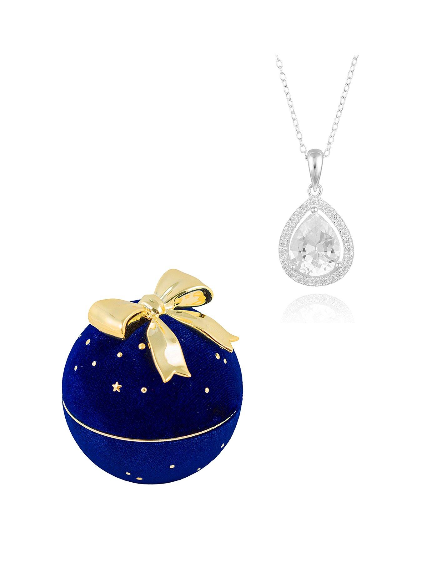the-love-collection-sterling-silver-large-teardop-cz-pendant-with-chain-and-bauble-box
