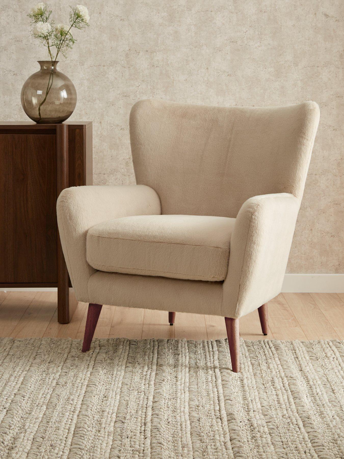 The Very Collection Dove Faux Fur Wing Accent Chair