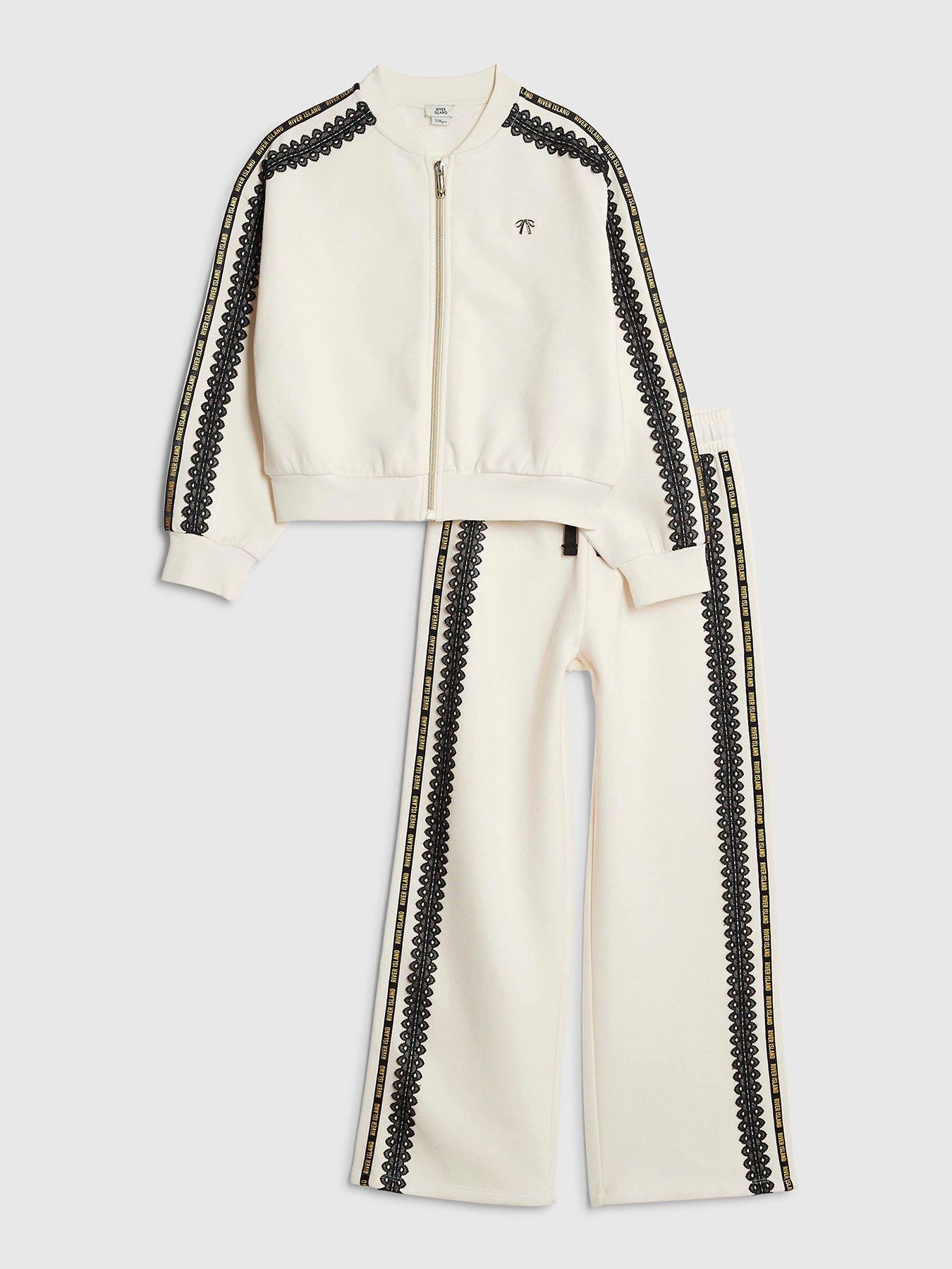 River Island Older Girls Lace Sweatshirt Set - Cream