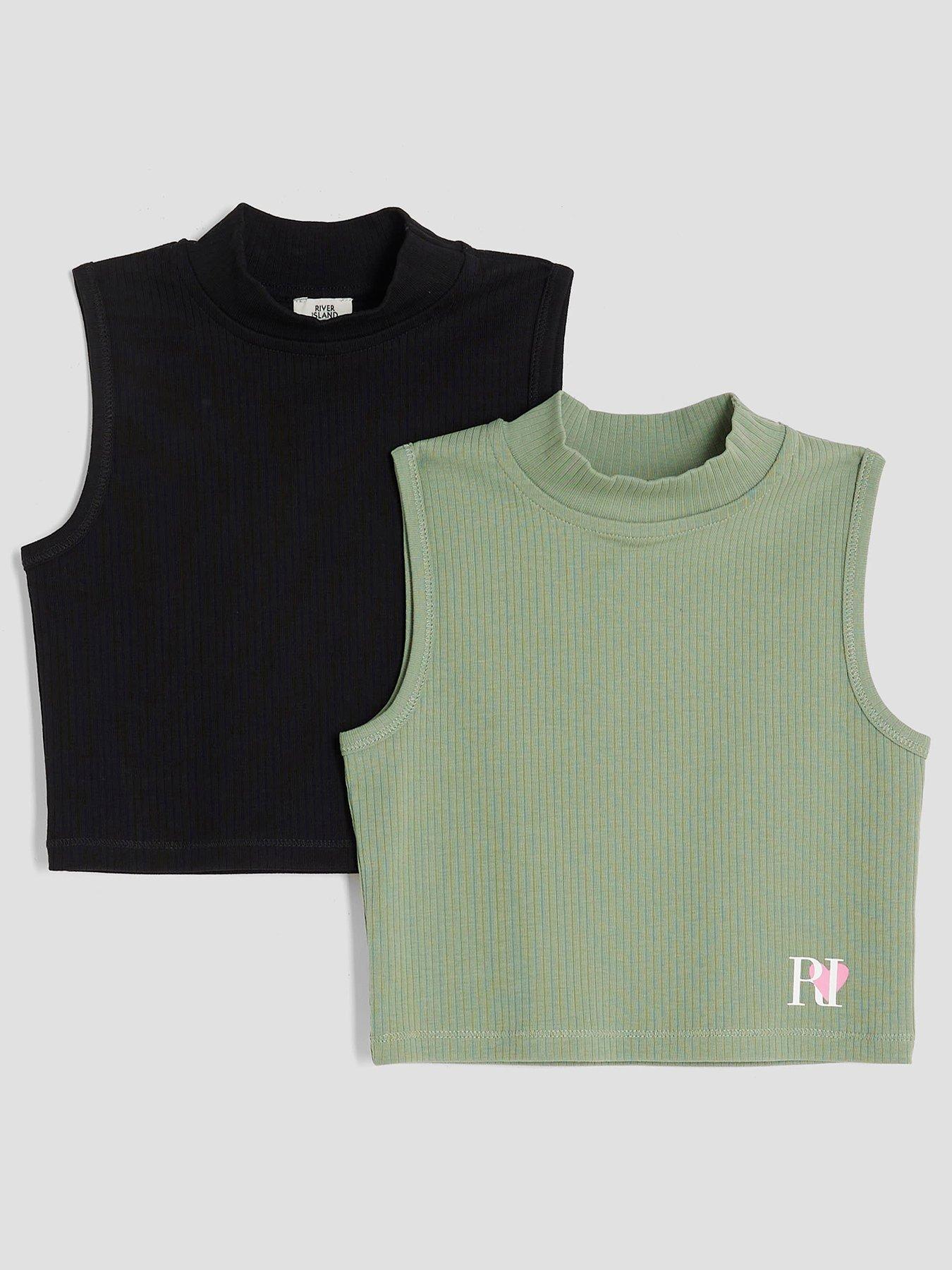 River Island Older Girls 2 Pack High Neck Tank Tops - Multi