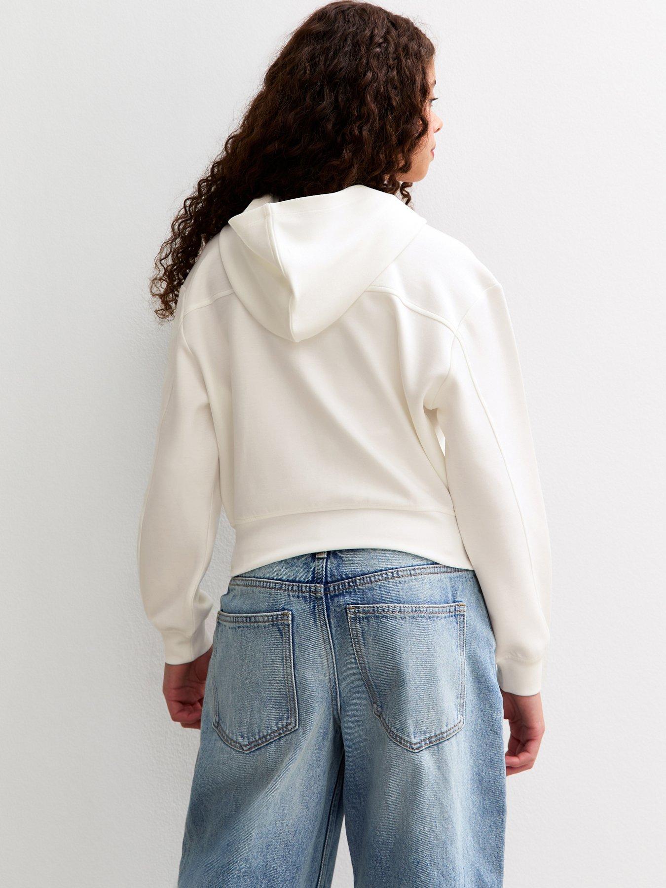 Image 2 of 5 of New Look 915 Cream Soft Touch Zip Up Hoodie