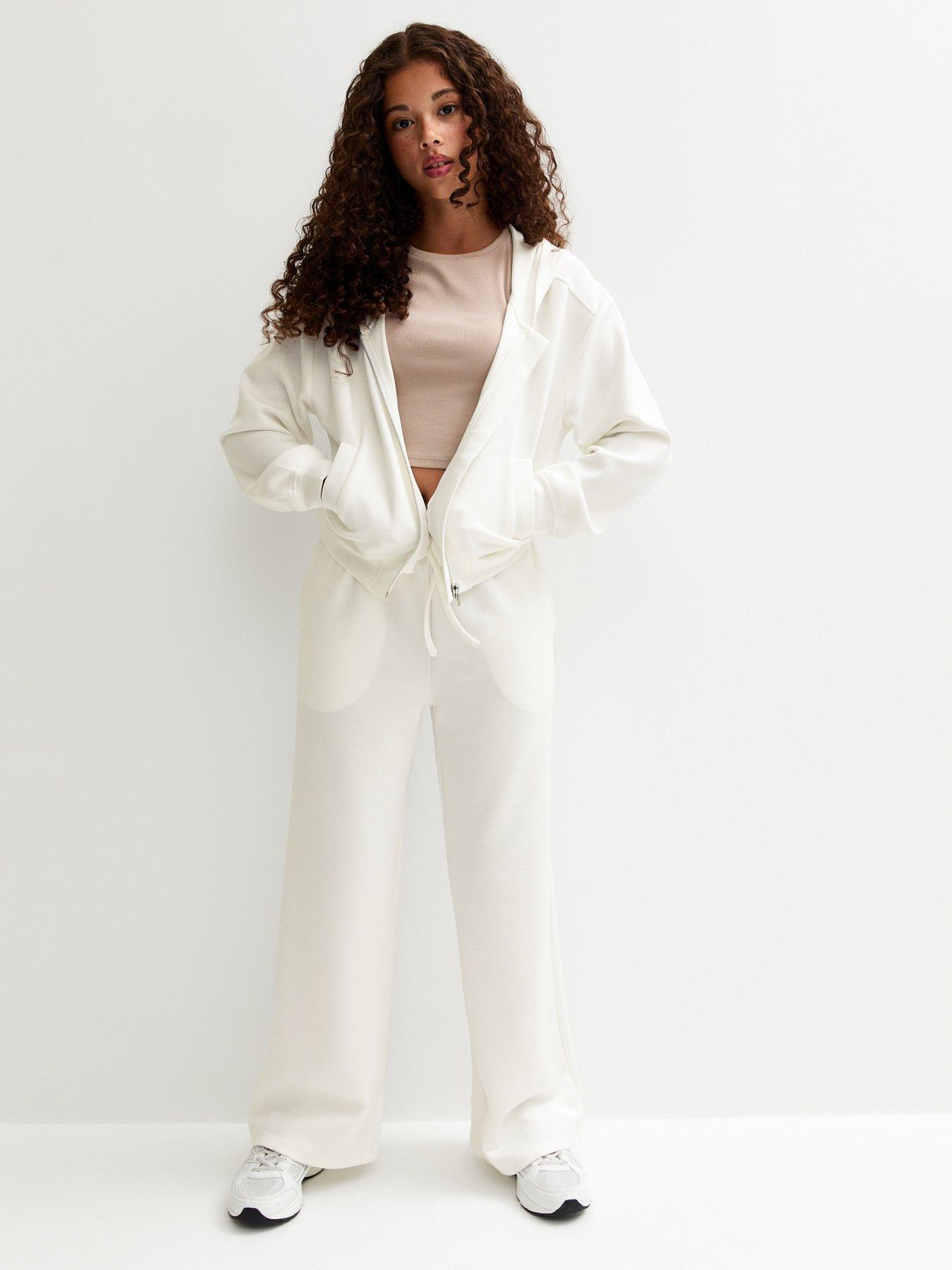 Image 3 of 5 of New Look 915 Cream Soft Touch Zip Up Hoodie
